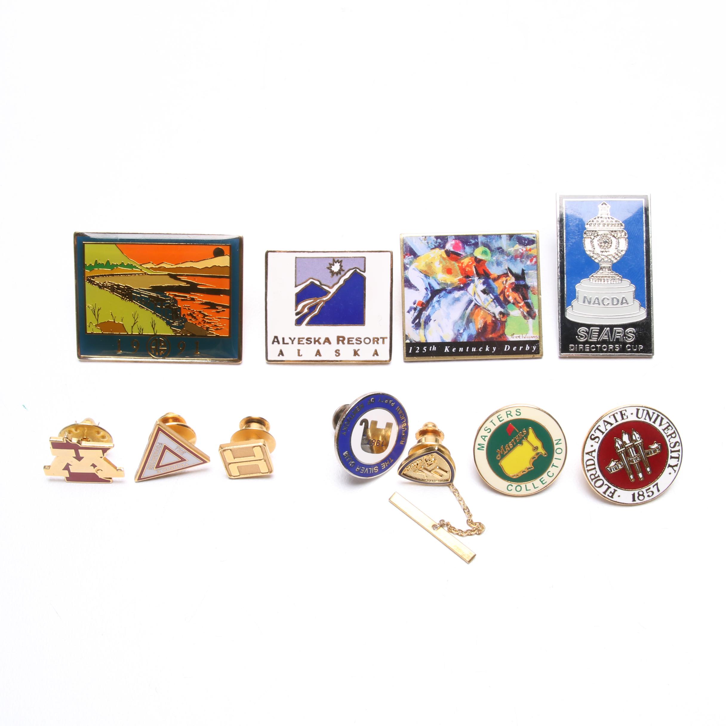 Assorted Pinbacks and 1997 Final Four Wood Vanity Box From the Host Collection