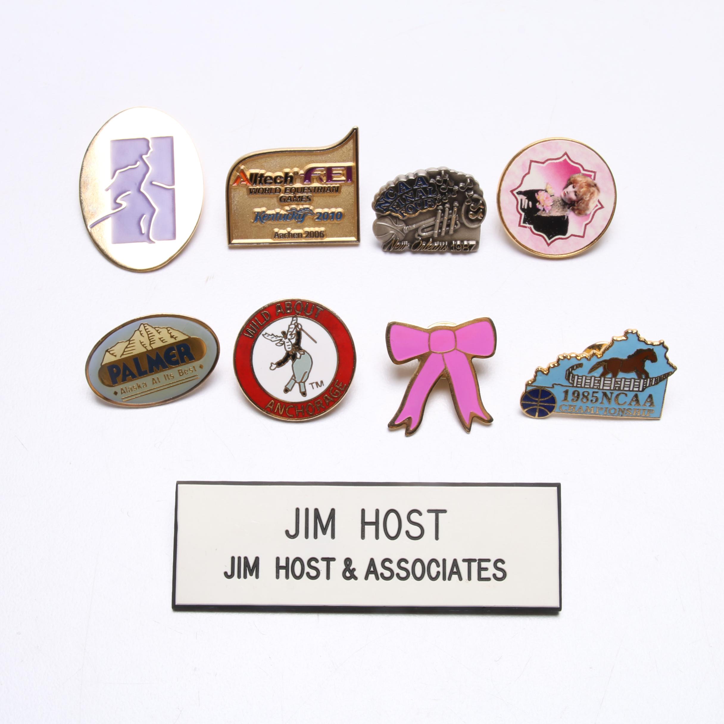 Assorted Pinbacks and 1997 Final Four Wood Vanity Box From the Host Collection