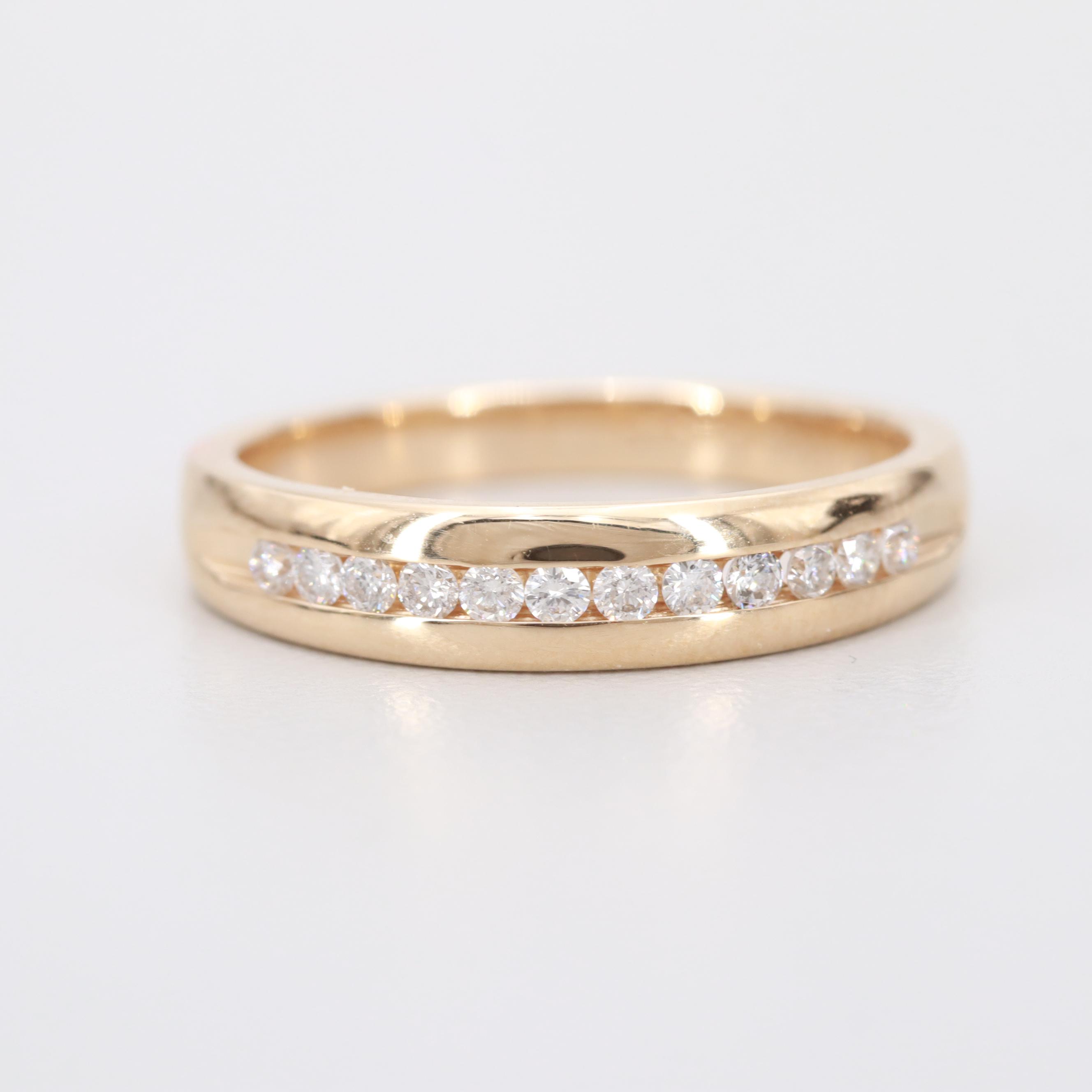 Vintage LeRoy Jewelry Co. Magic-Glo 14K Yellow Gold Diamond Band