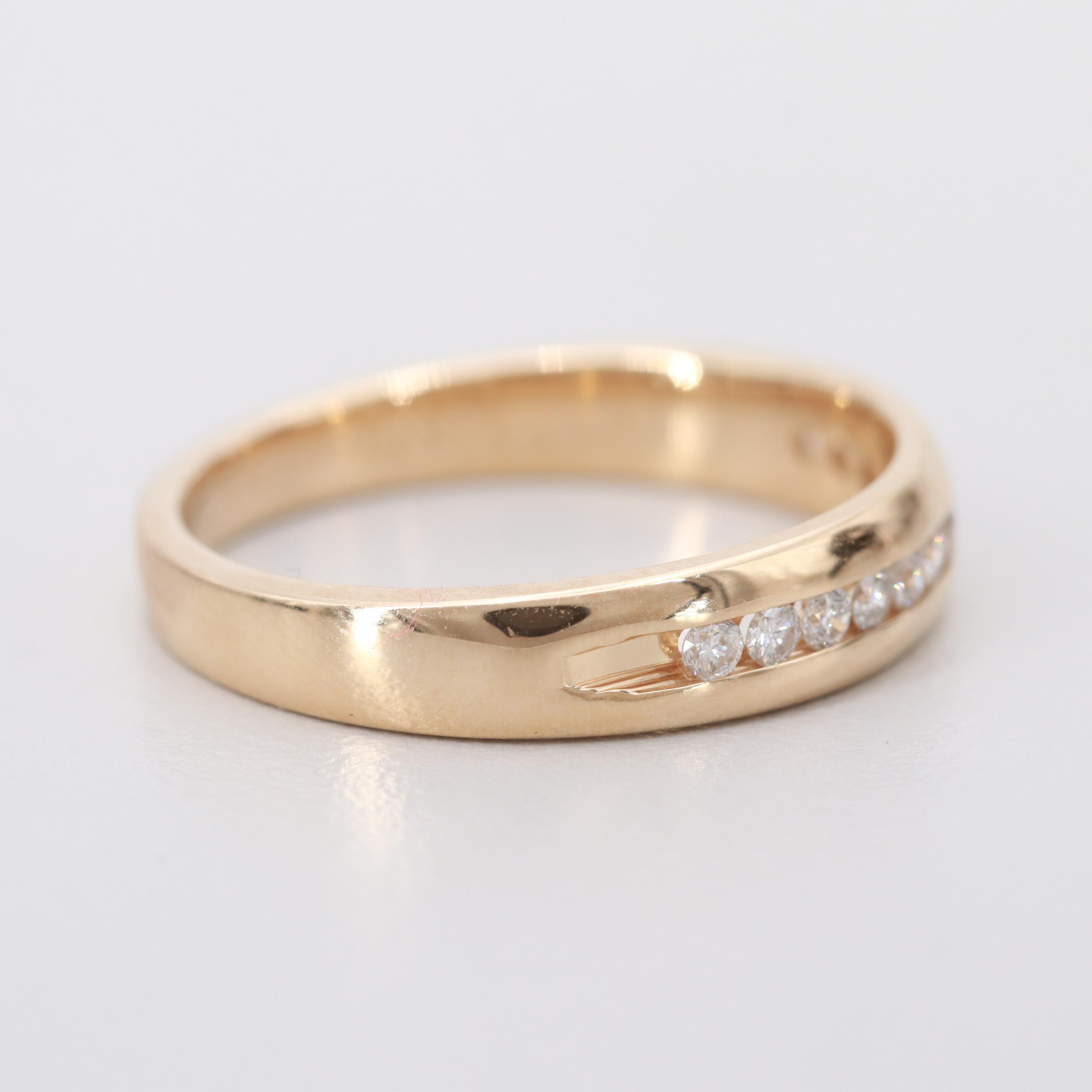 Vintage LeRoy Jewelry Co. Magic-Glo 14K Yellow Gold Diamond Band