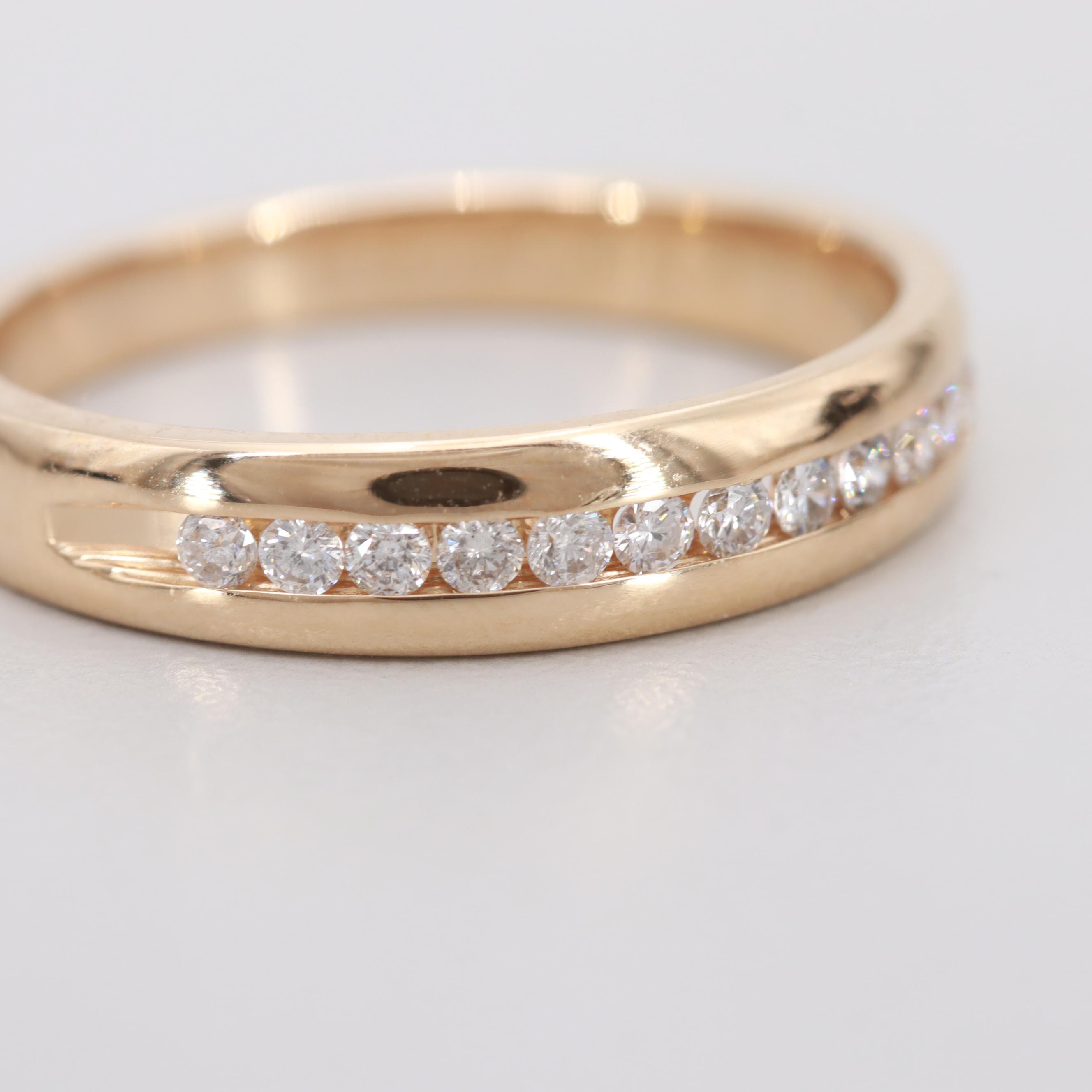 Vintage LeRoy Jewelry Co. Magic-Glo 14K Yellow Gold Diamond Band