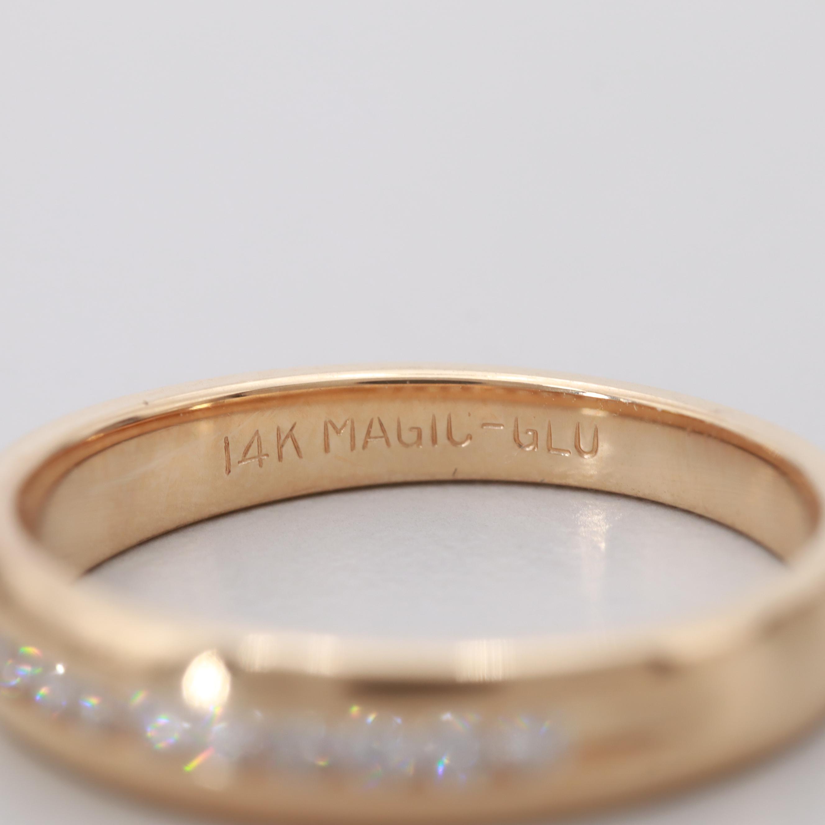 Vintage LeRoy Jewelry Co. Magic-Glo 14K Yellow Gold Diamond Band