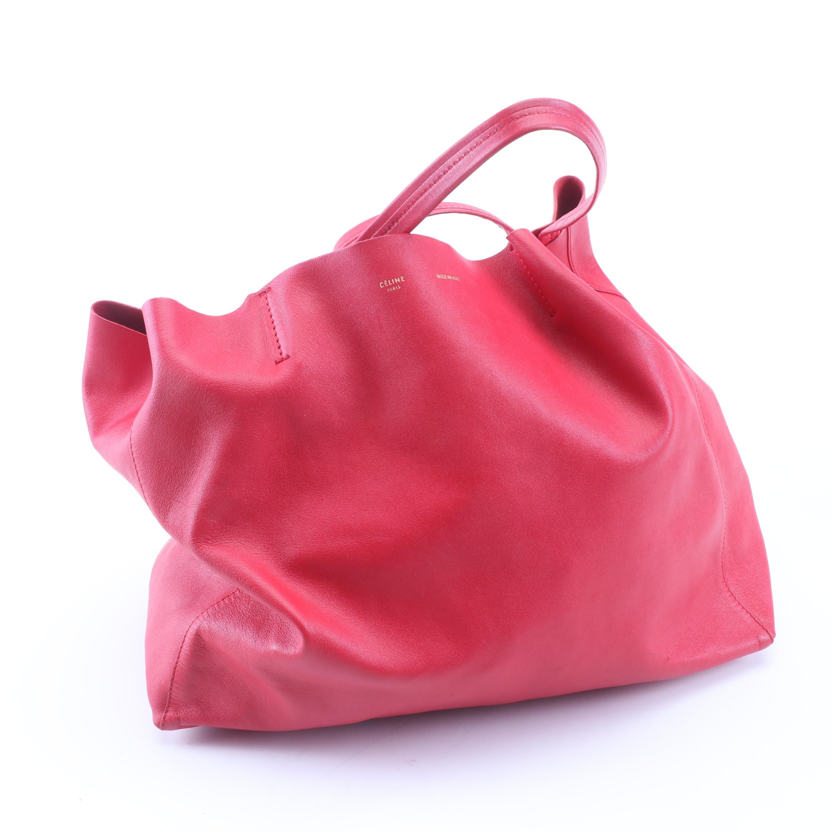 Prada Nylon Handbag, Céline Leather Tote and Valentino Garavani Orange Clutch