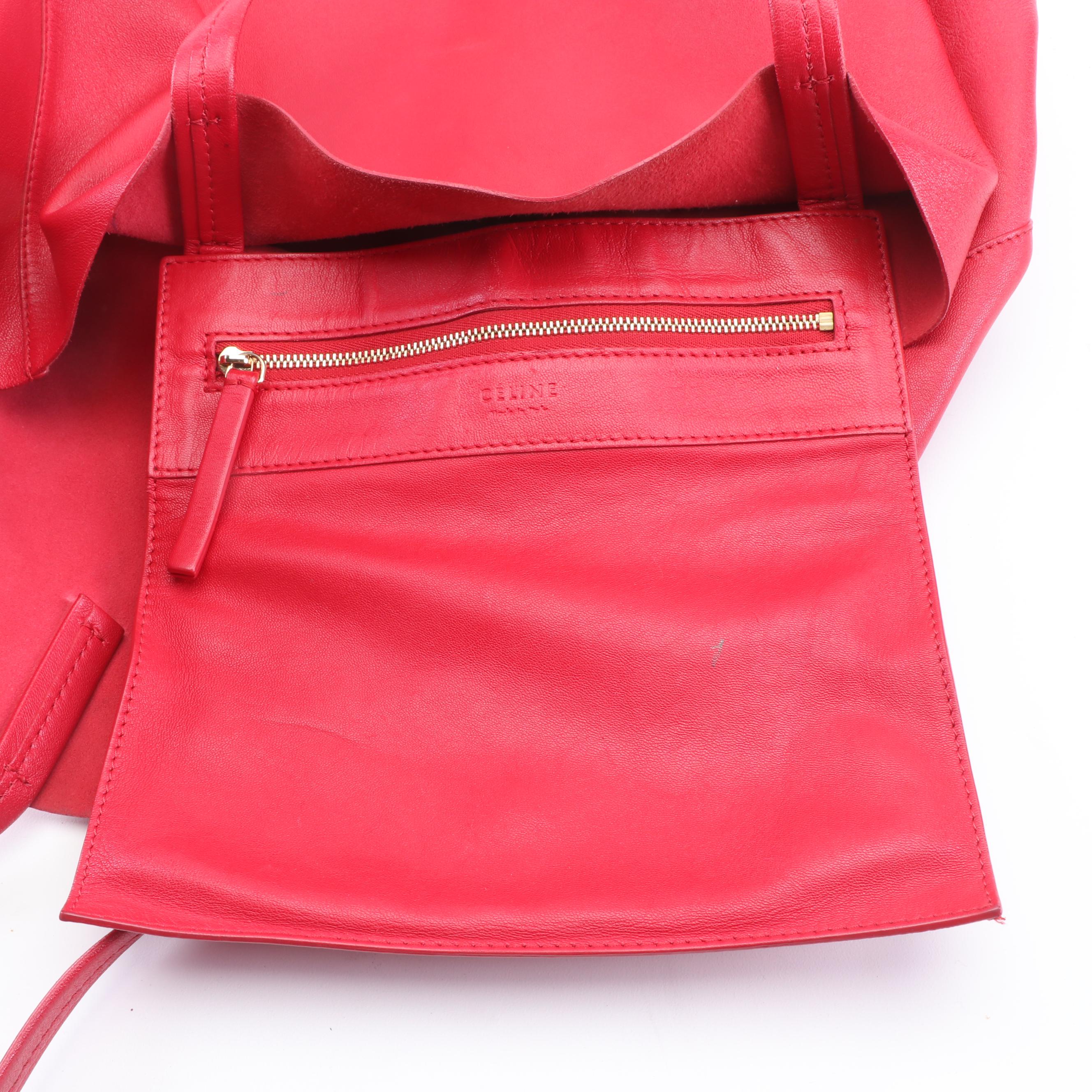 Prada Nylon Handbag, Céline Leather Tote and Valentino Garavani Orange Clutch