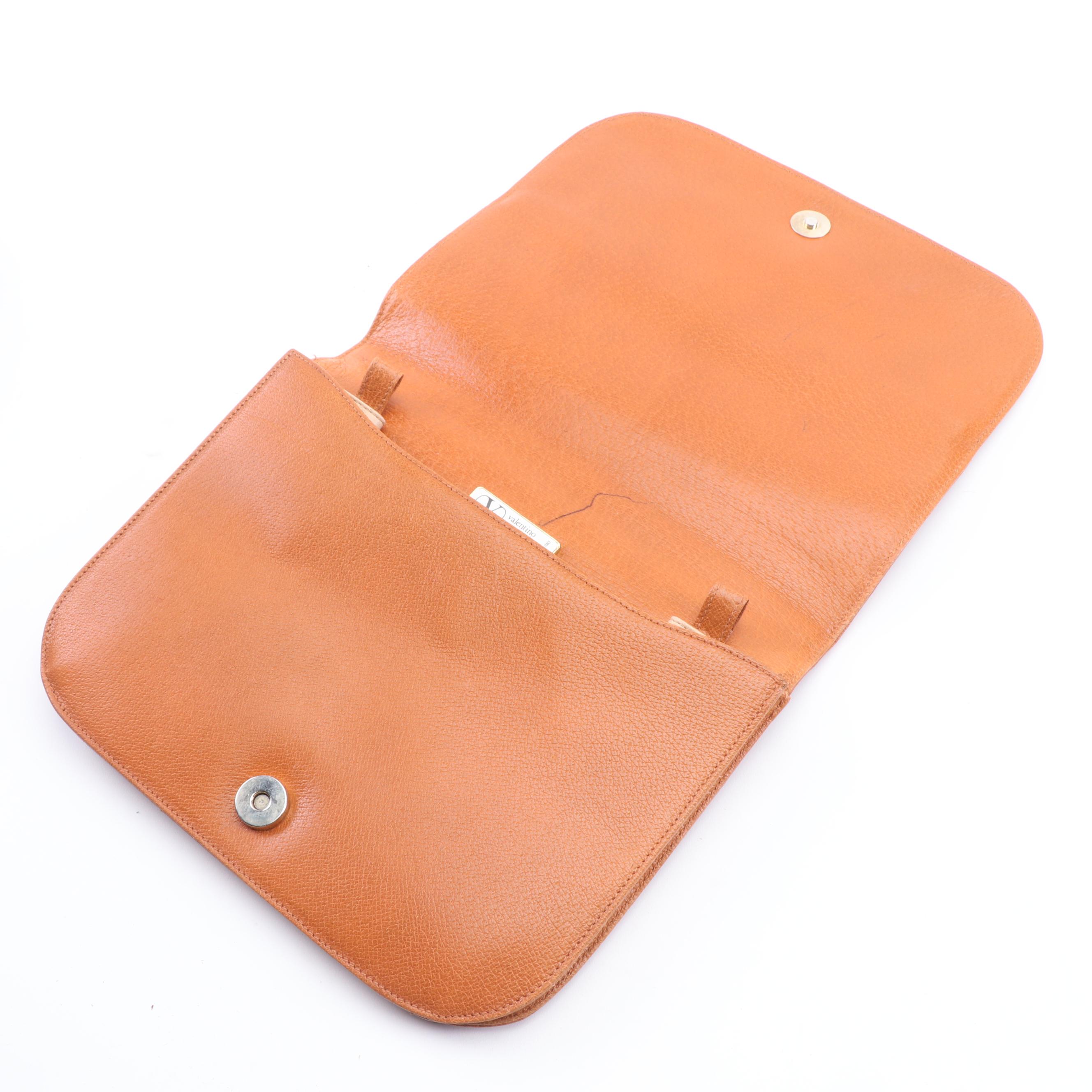 Prada Nylon Handbag, Céline Leather Tote and Valentino Garavani Orange Clutch