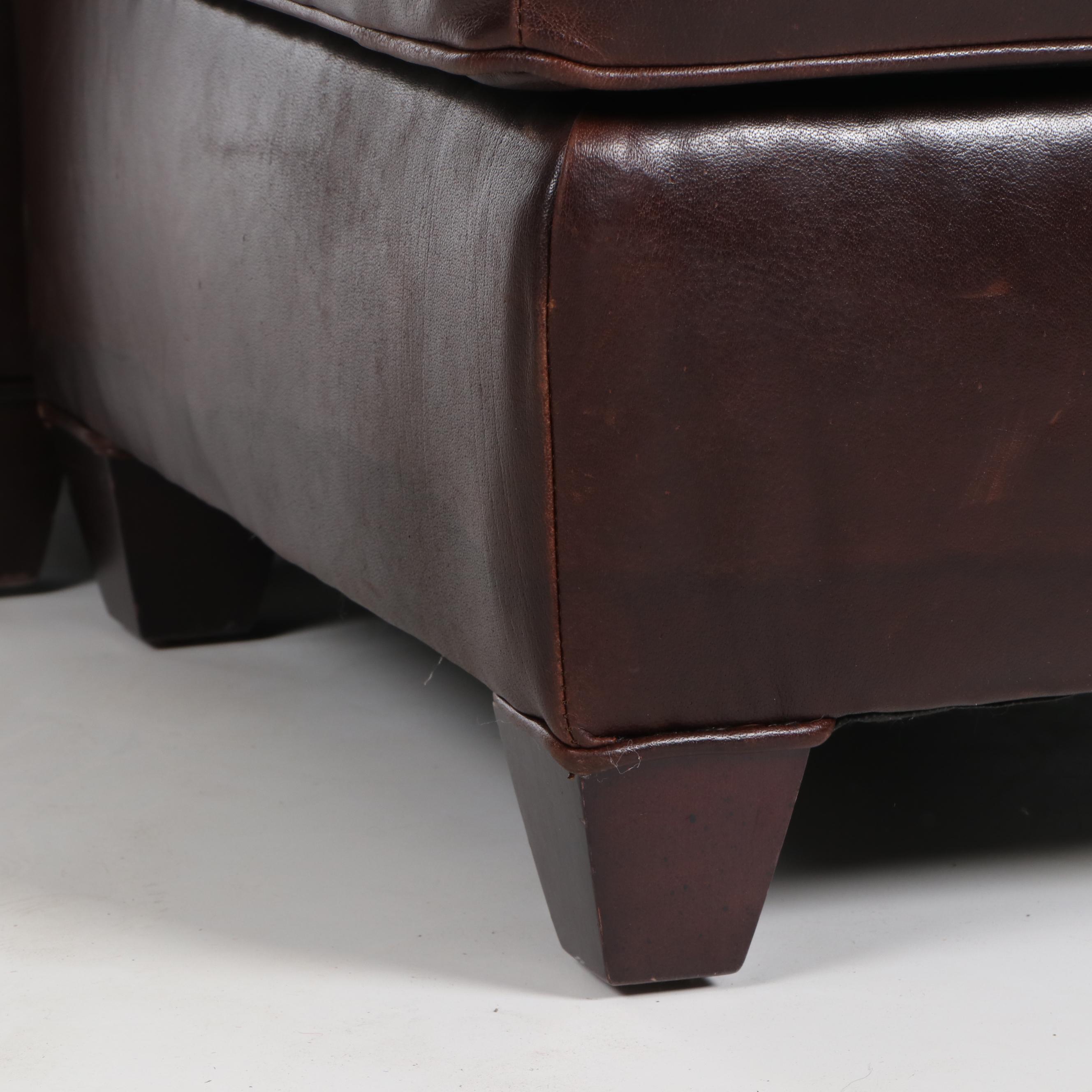 Leather Upholstered Club Chair & Ottoman by Mitchell Gold + Bob Williams, 21st C