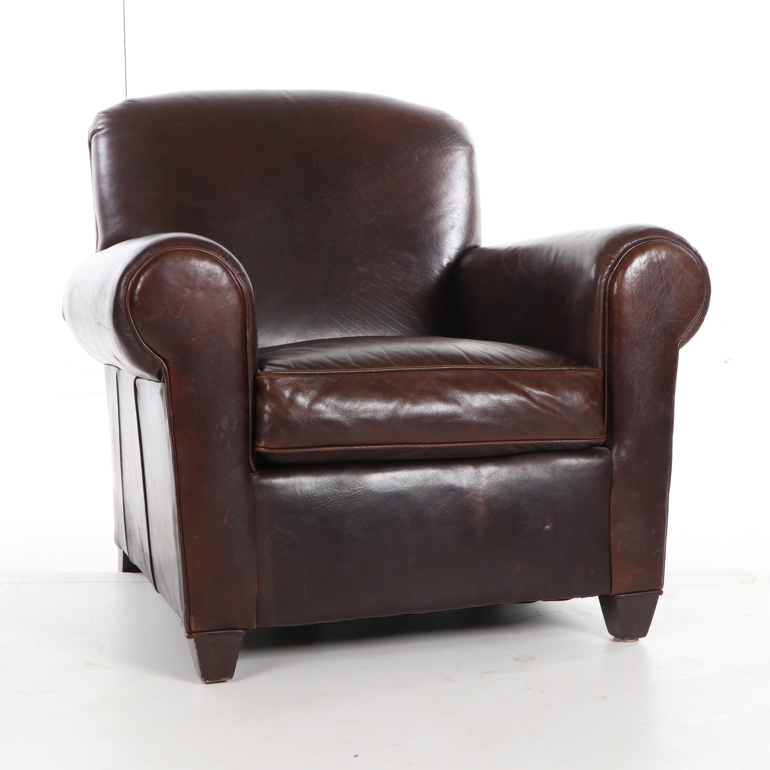 Leather Upholstered Club Chair & Ottoman by Mitchell Gold + Bob Williams, 21st C