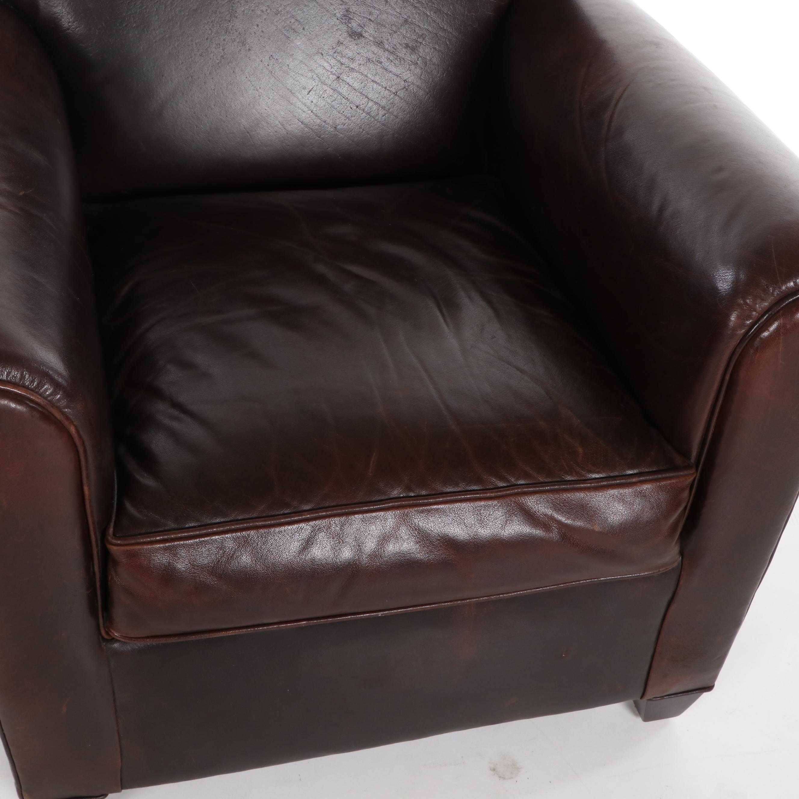 Leather Upholstered Club Chair & Ottoman by Mitchell Gold + Bob Williams, 21st C