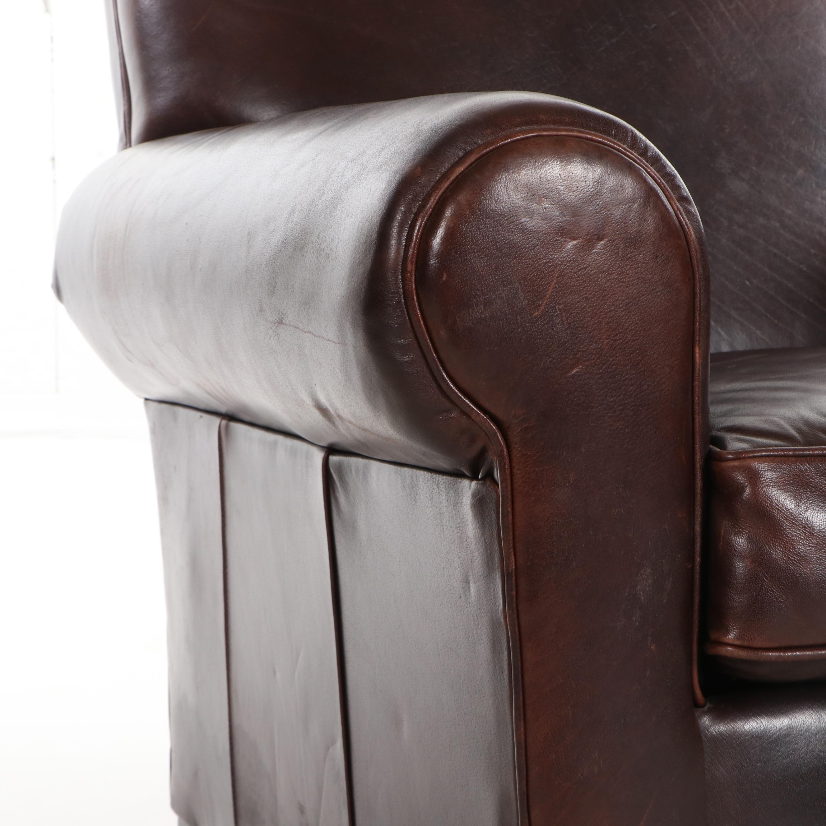 Leather Upholstered Club Chair & Ottoman by Mitchell Gold + Bob Williams, 21st C