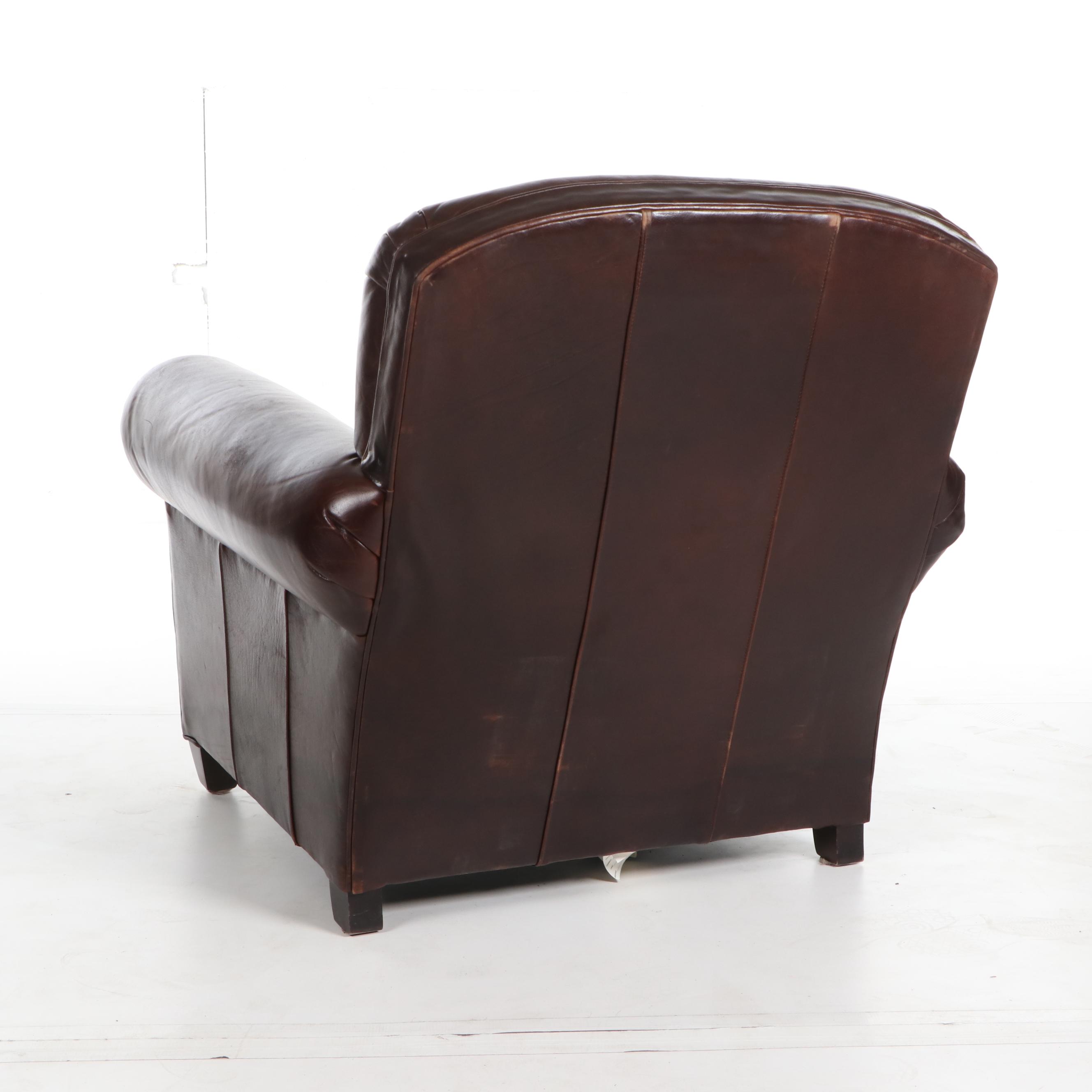Leather Upholstered Club Chair & Ottoman by Mitchell Gold + Bob Williams, 21st C