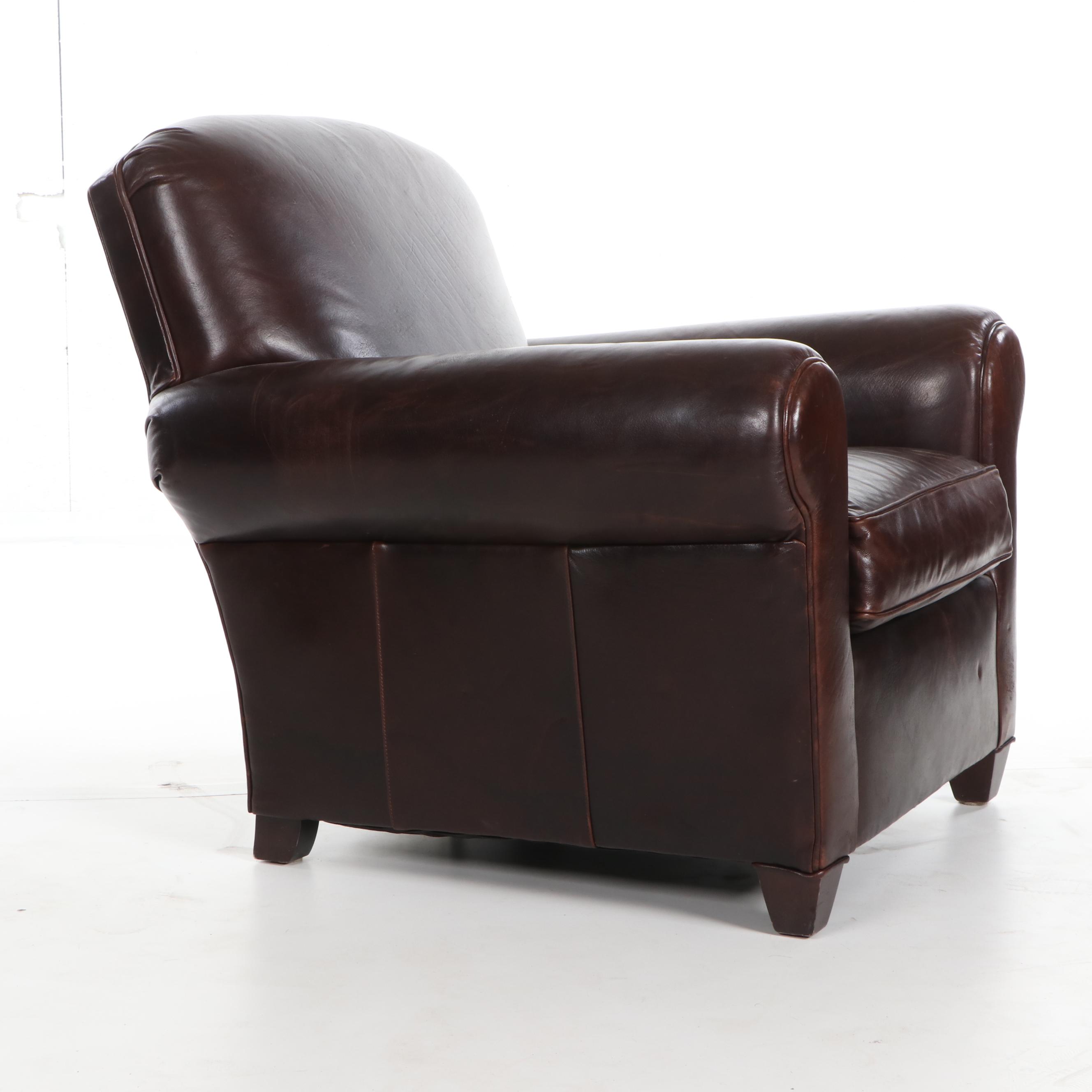 Leather Upholstered Club Chair & Ottoman by Mitchell Gold + Bob Williams, 21st C
