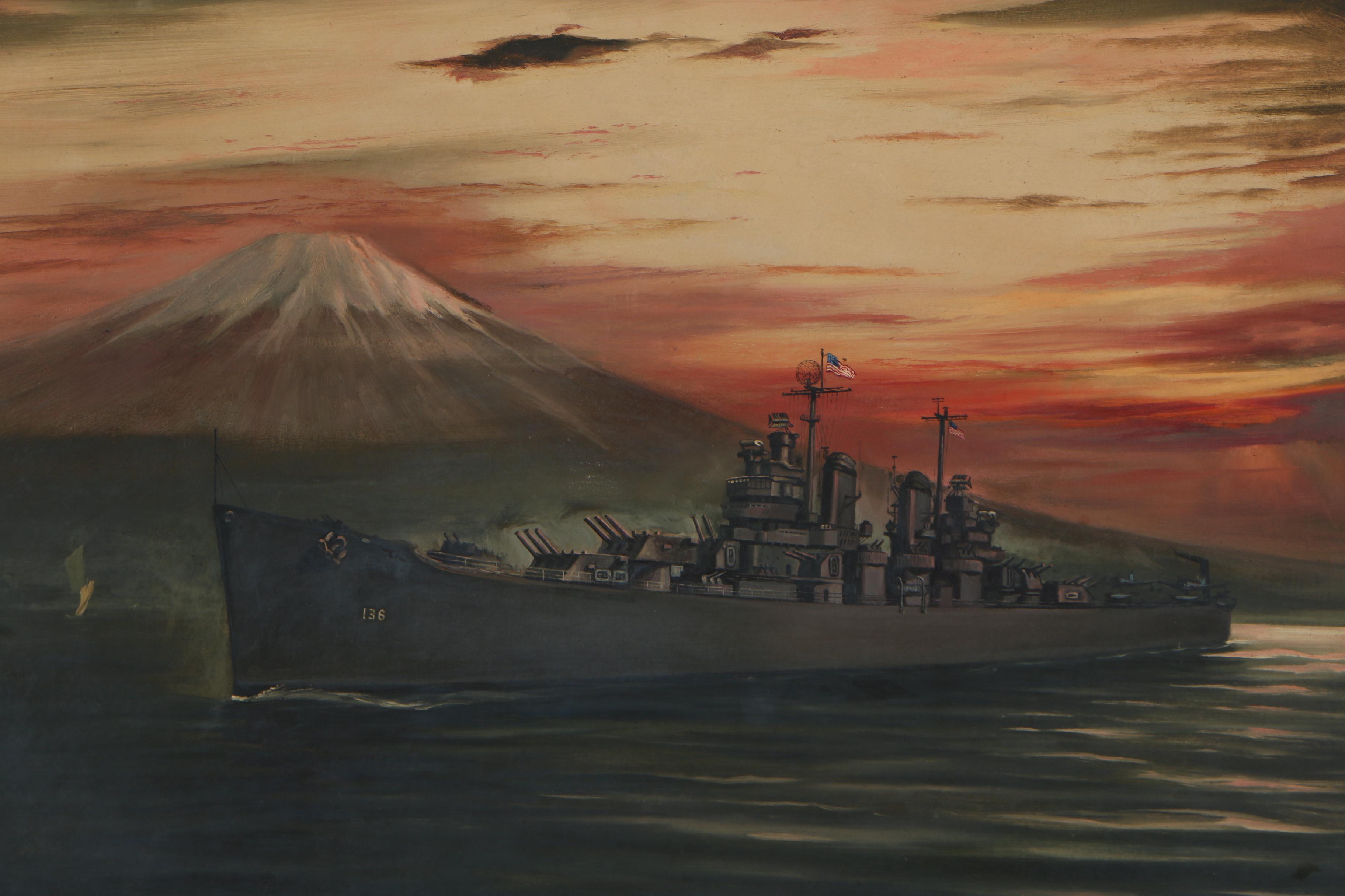 Oil Painting of World War II Battleship the USS Chicago