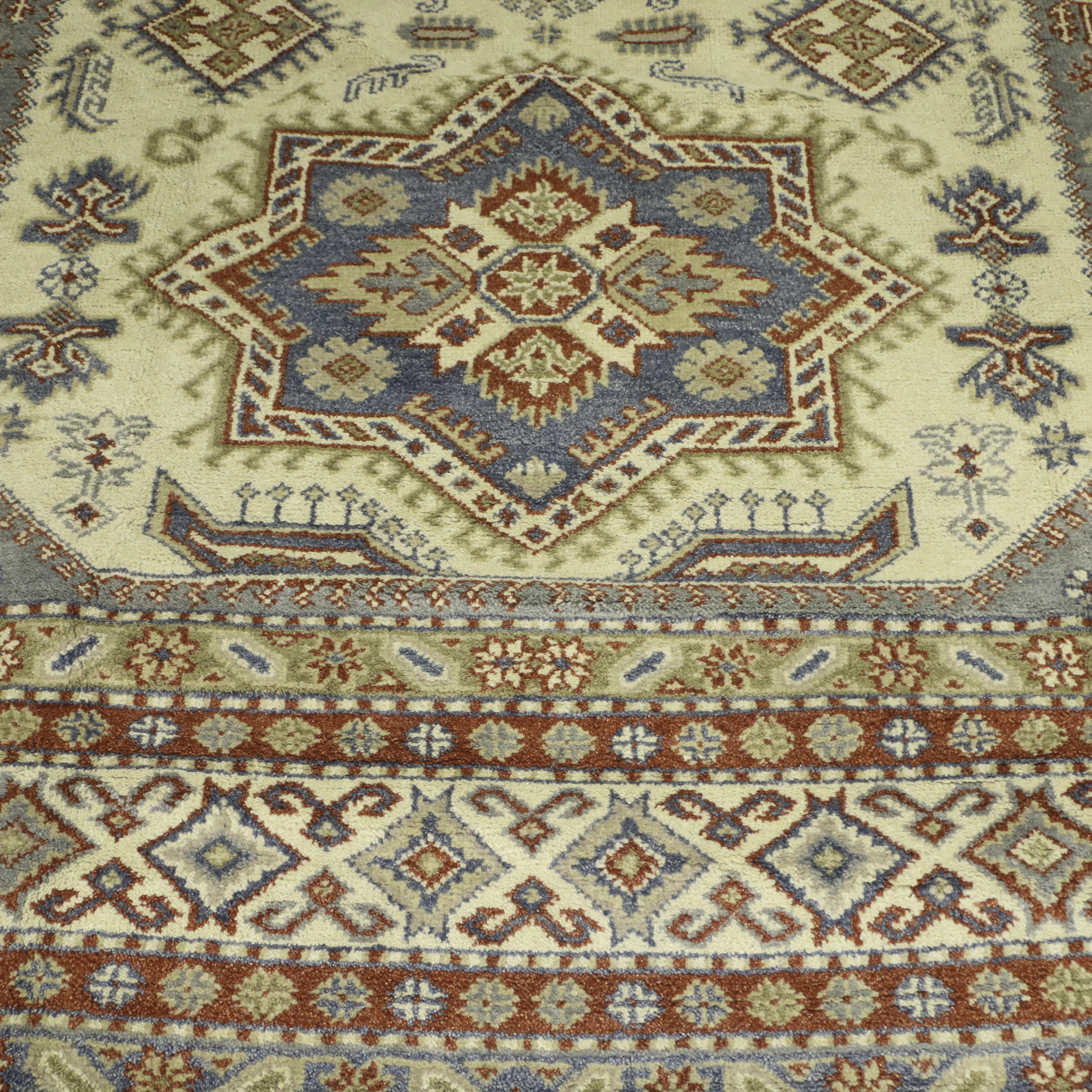 Hand-Knotted Indo-Kazak Wool Room Sized Rug