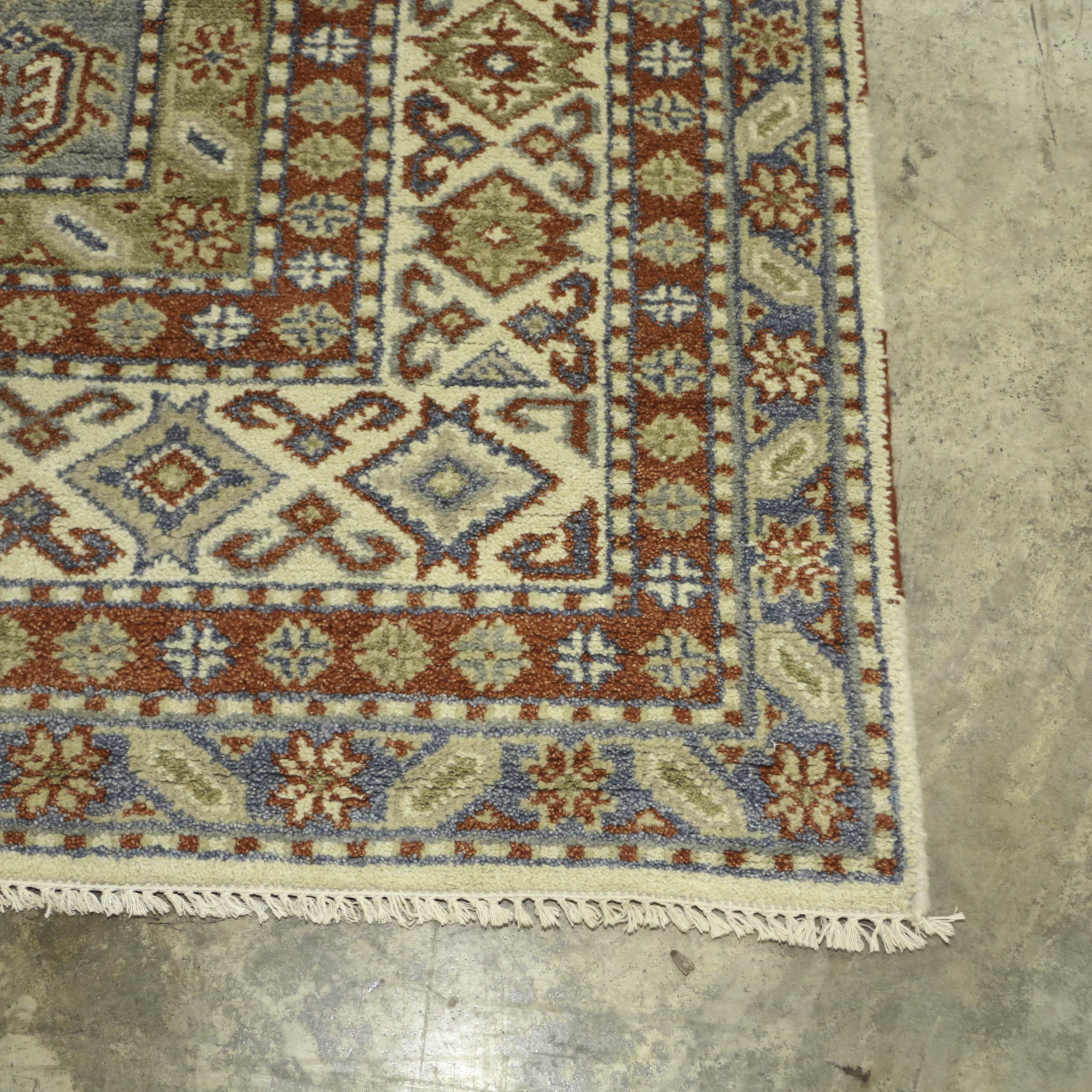 Hand-Knotted Indo-Kazak Wool Room Sized Rug
