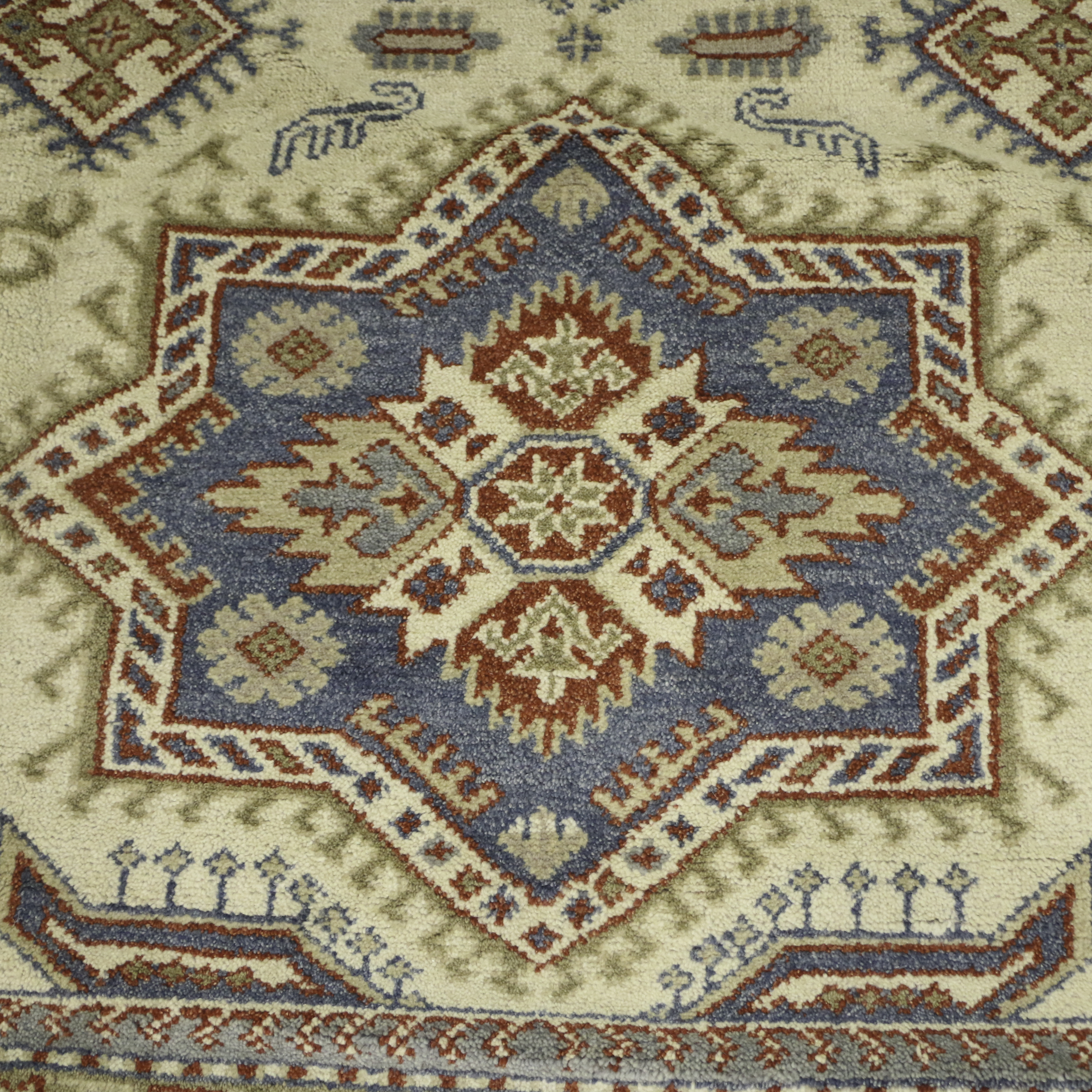 Hand-Knotted Indo-Kazak Wool Room Sized Rug