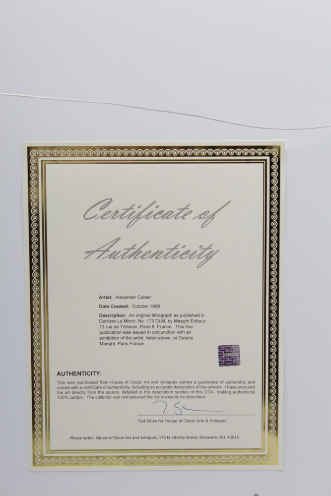 Alexander Calder Lithograph for "Derrière le Miroir" 173