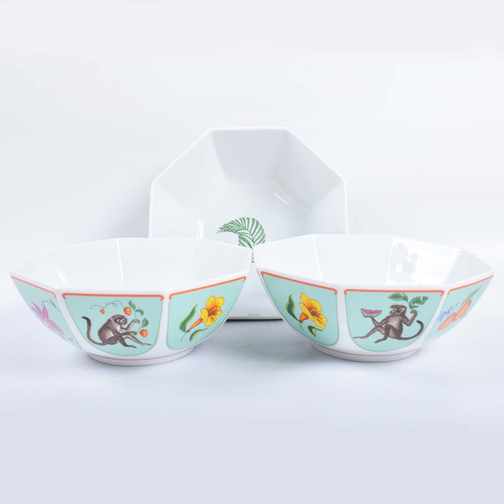 Lynn Chase "Monkey Business" Porcelain Serving Bowls