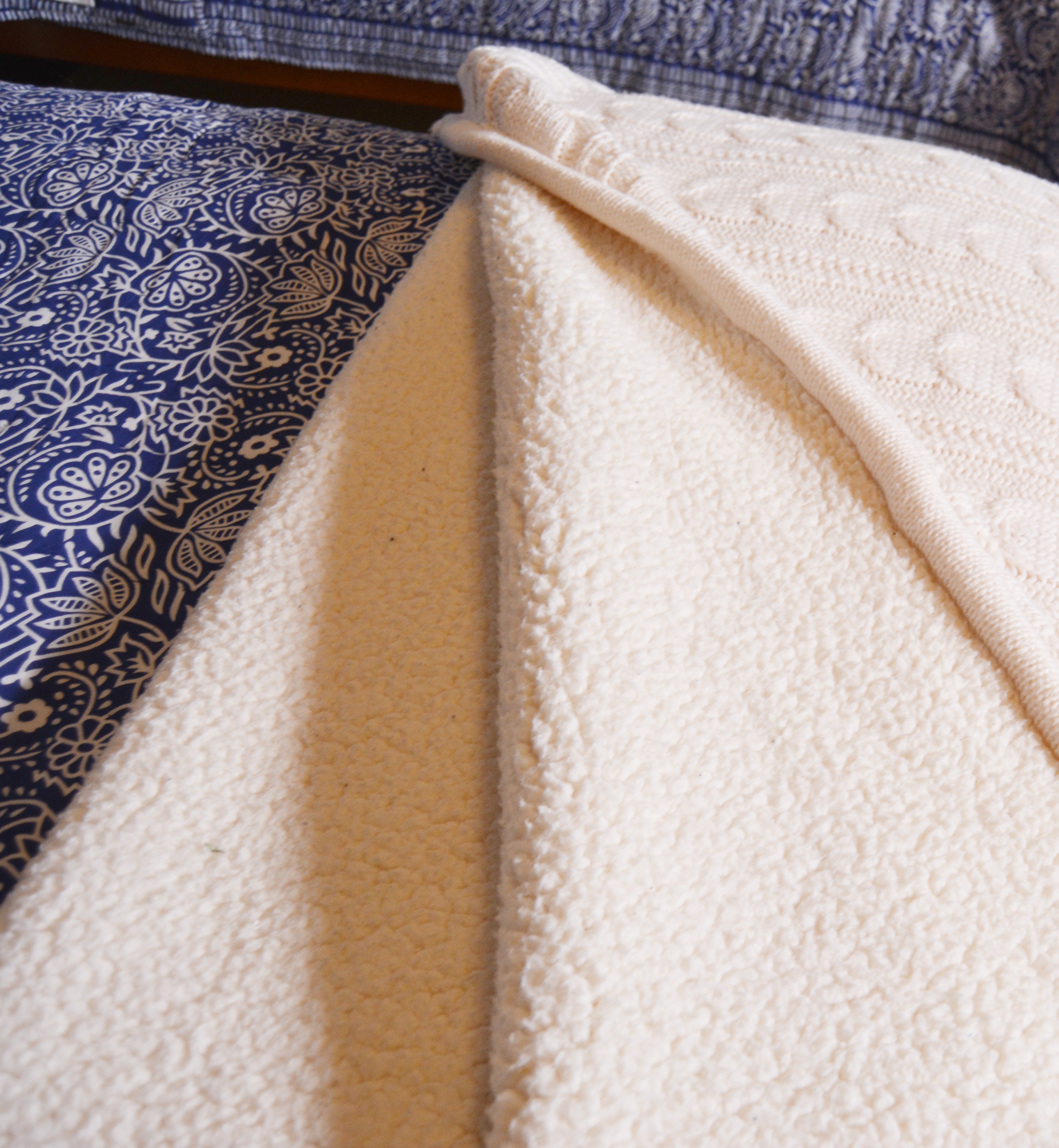 Pottery Barn Pine Beadboard Twin Bed, Pottery Barn Blanket and Ballard Coverlet