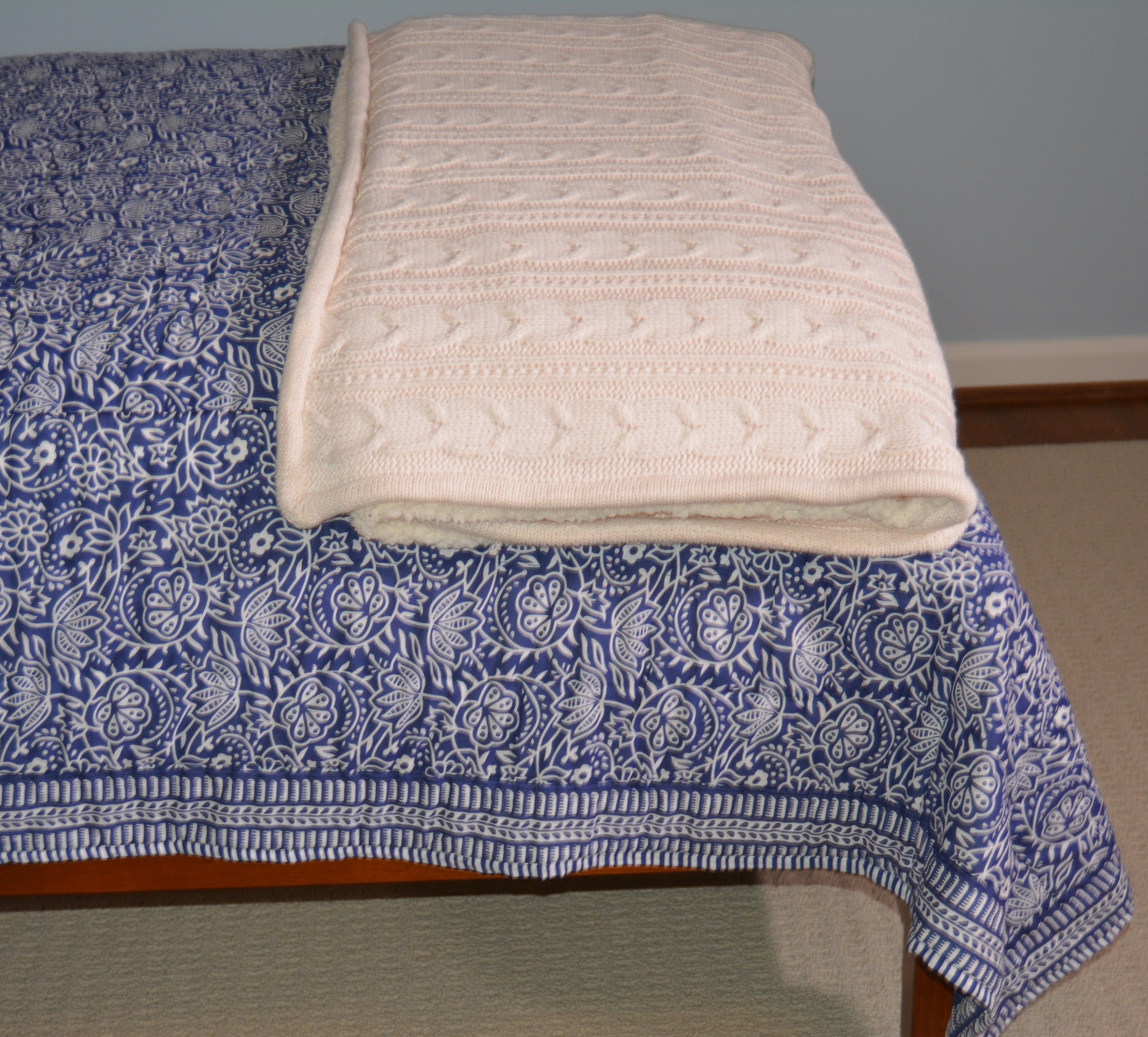 Pottery Barn Pine Beadboard Twin Bed, Pottery Barn Blanket and Ballard Coverlet