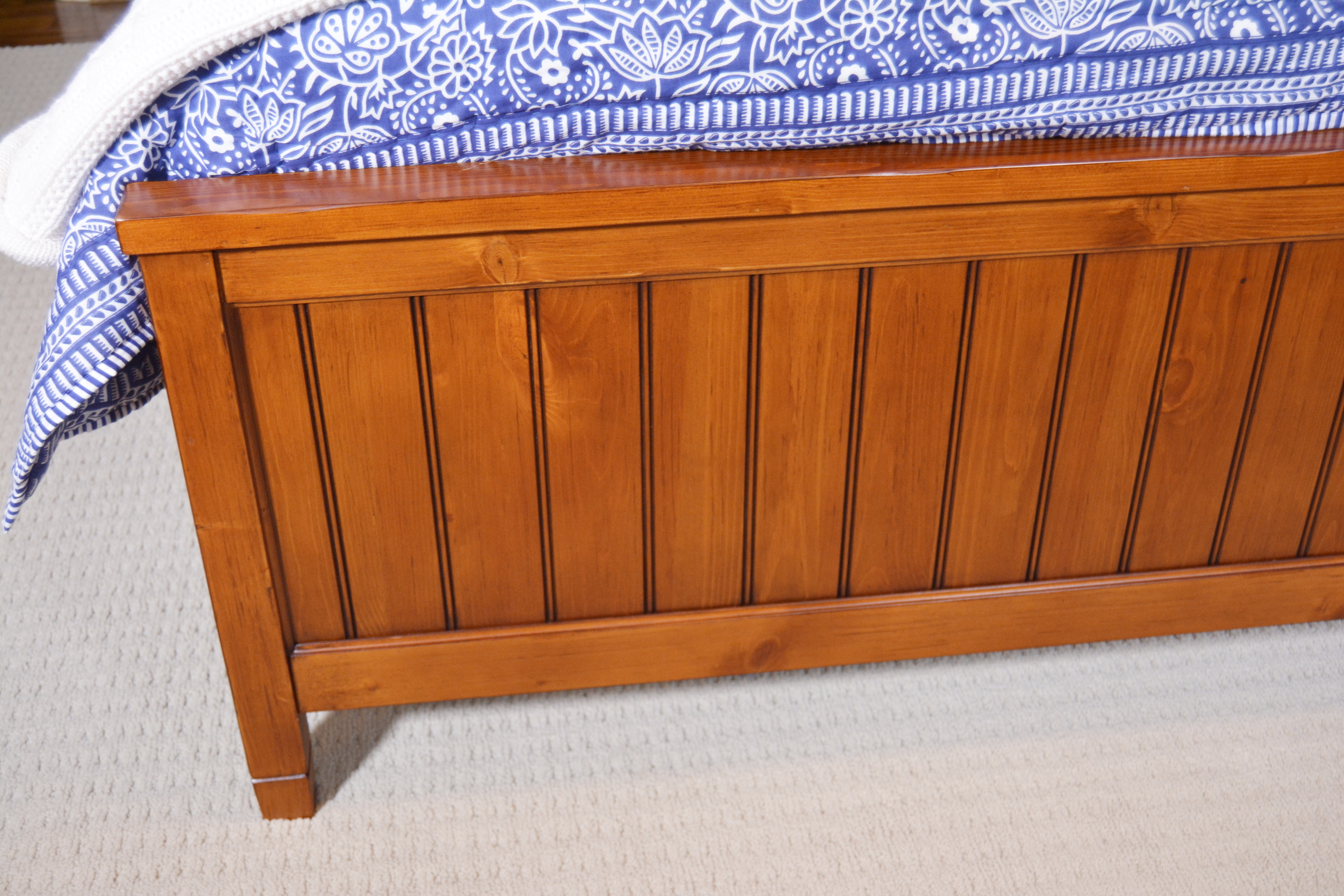 Pottery Barn Pine Beadboard Twin Bed, Pottery Barn Blanket and Ballard Coverlet