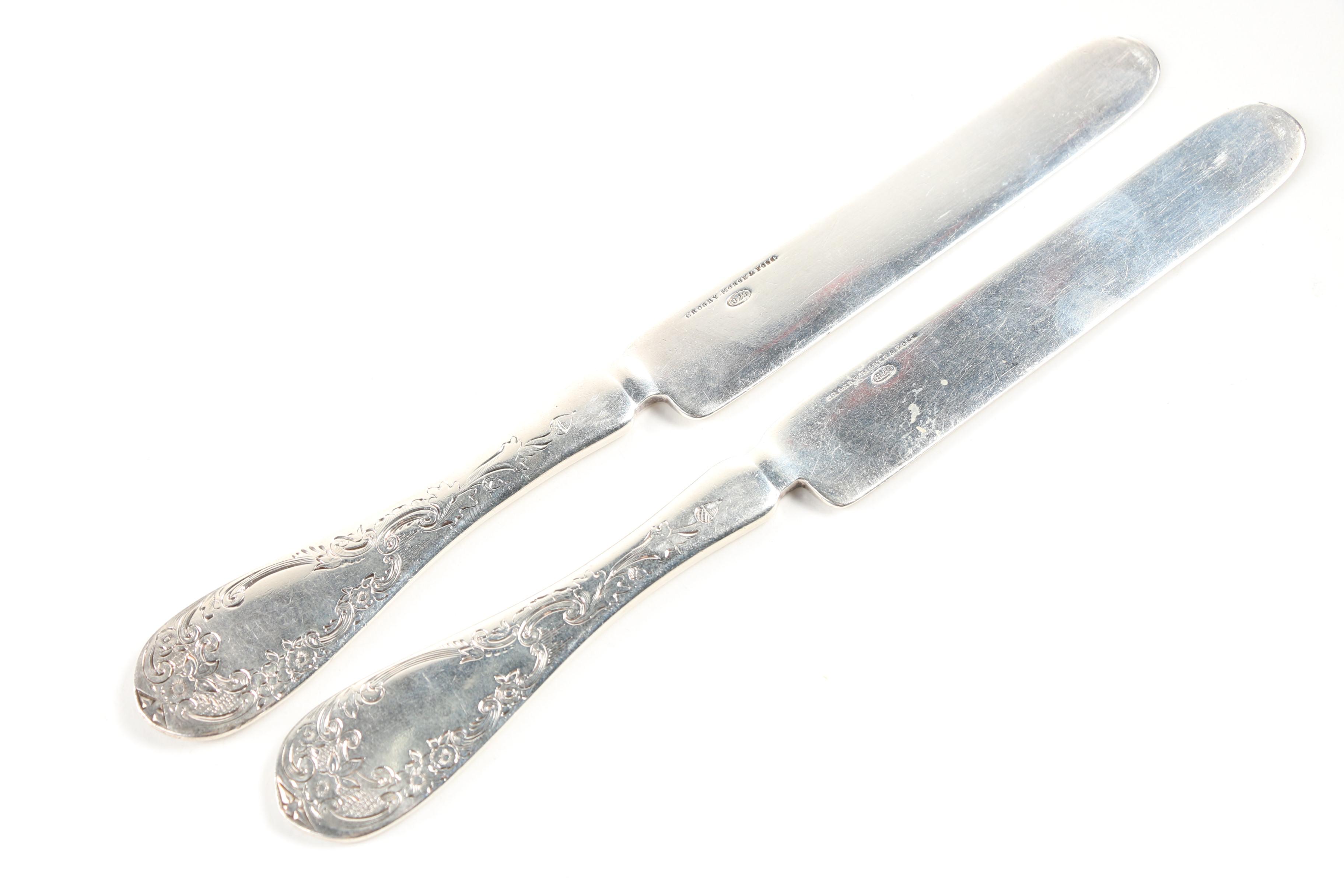 Crosby, Morse & Foss Sterling Silver Blunt Dinner Knives, Circa 1870s