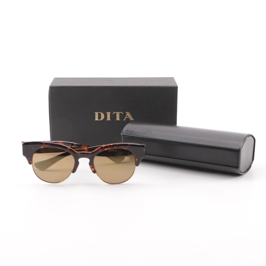 Dita Liberty 22026-B Tortoiseshell Style Browline Sunglasses with Case