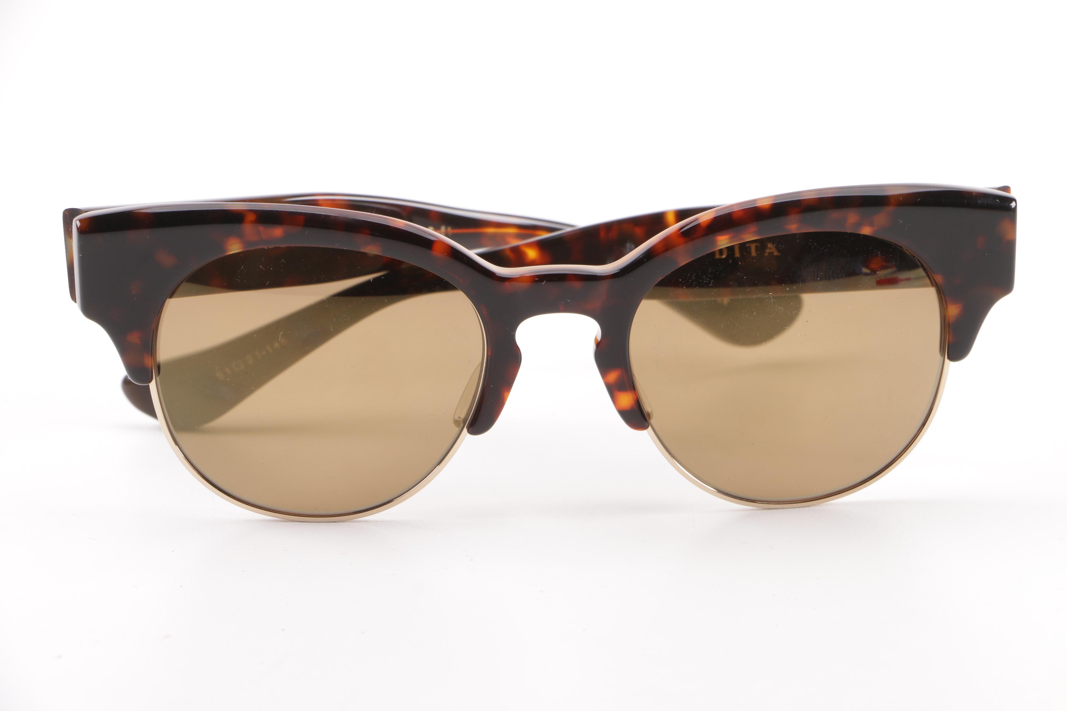Dita Liberty 22026-B Tortoiseshell Style Browline Sunglasses with Case