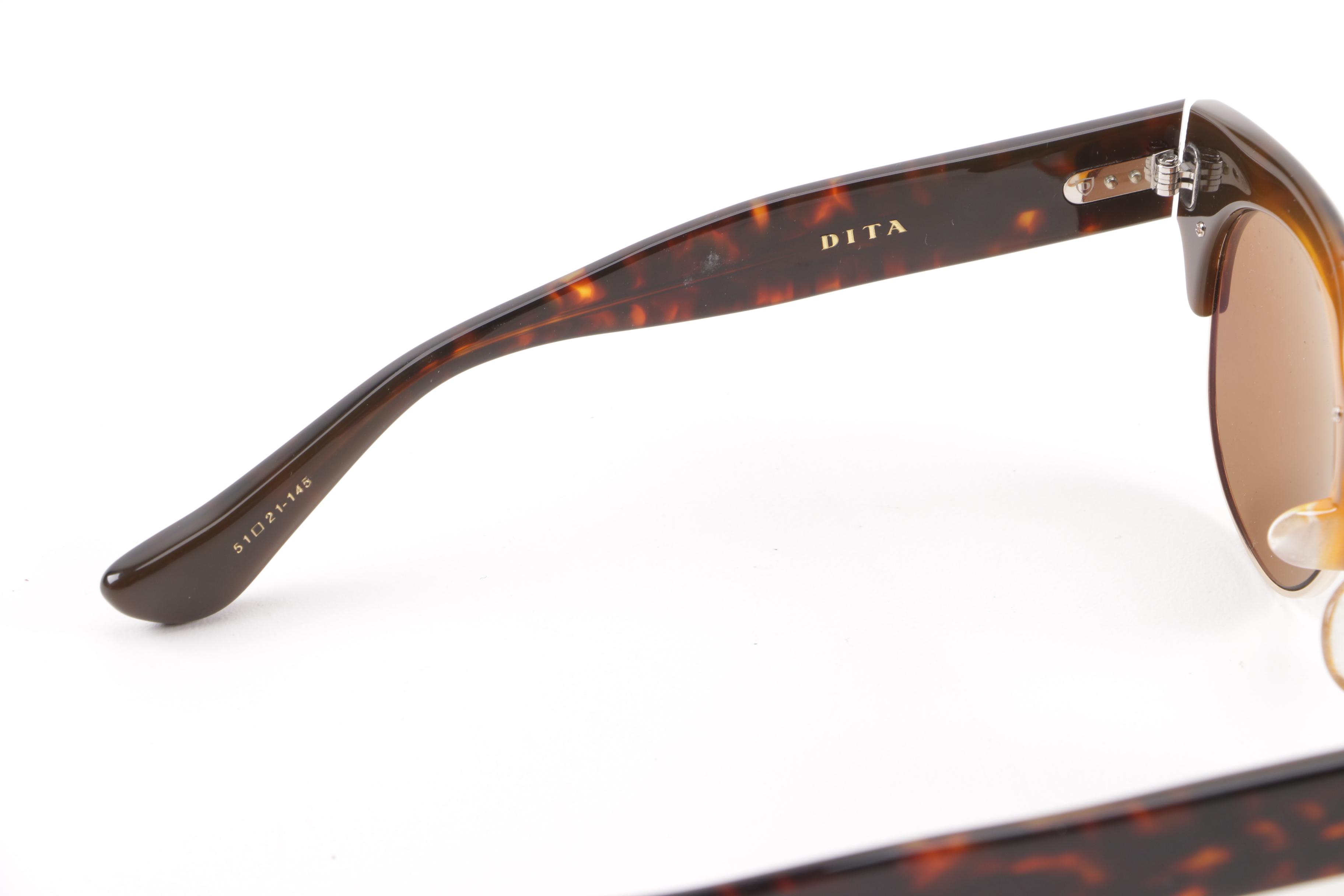 Dita Liberty 22026-B Tortoiseshell Style Browline Sunglasses with Case