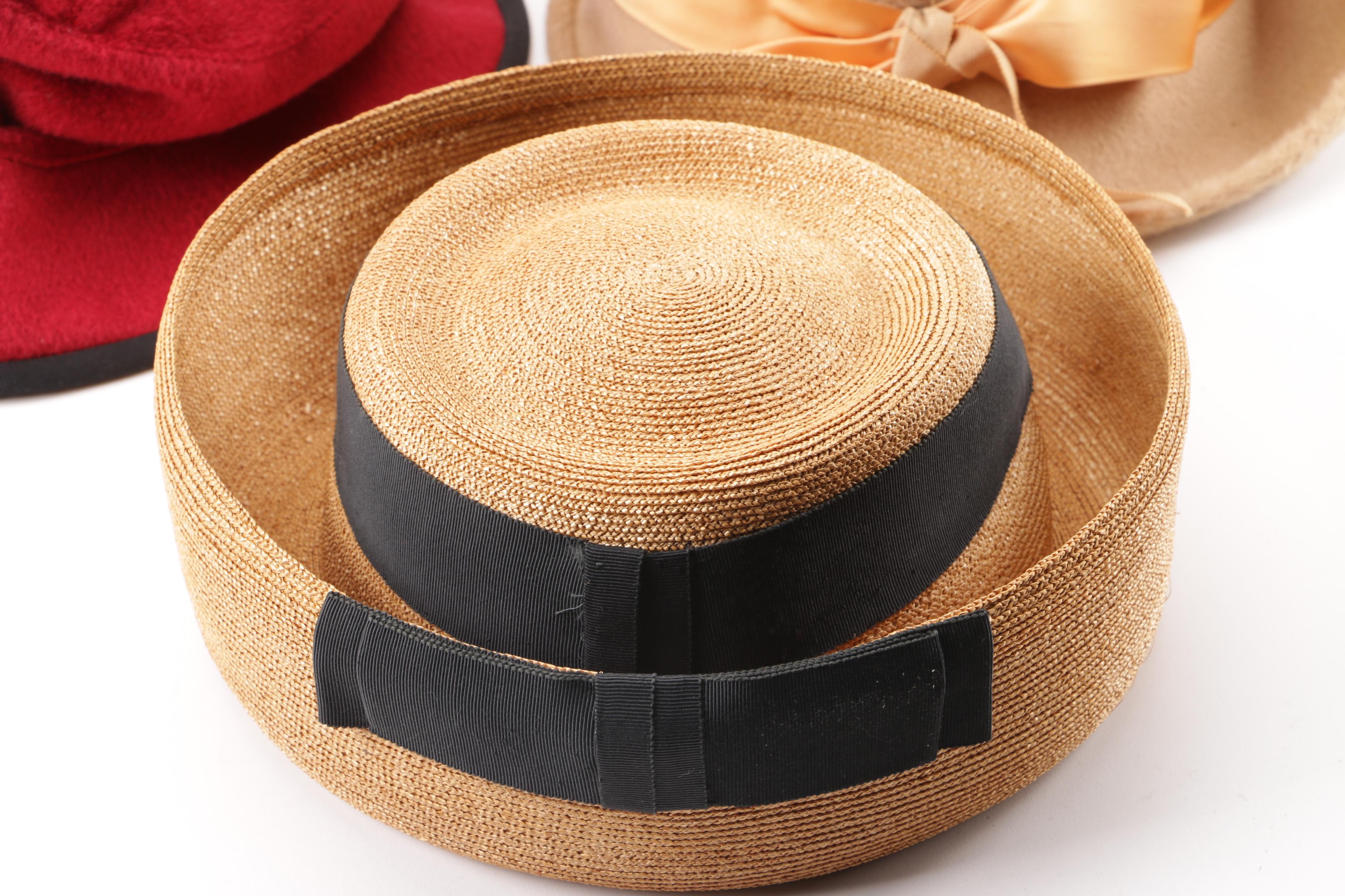 Vintage Hats Including Mr. John, Saks Fifth Avenue, Helen Kaminski, John Andrew