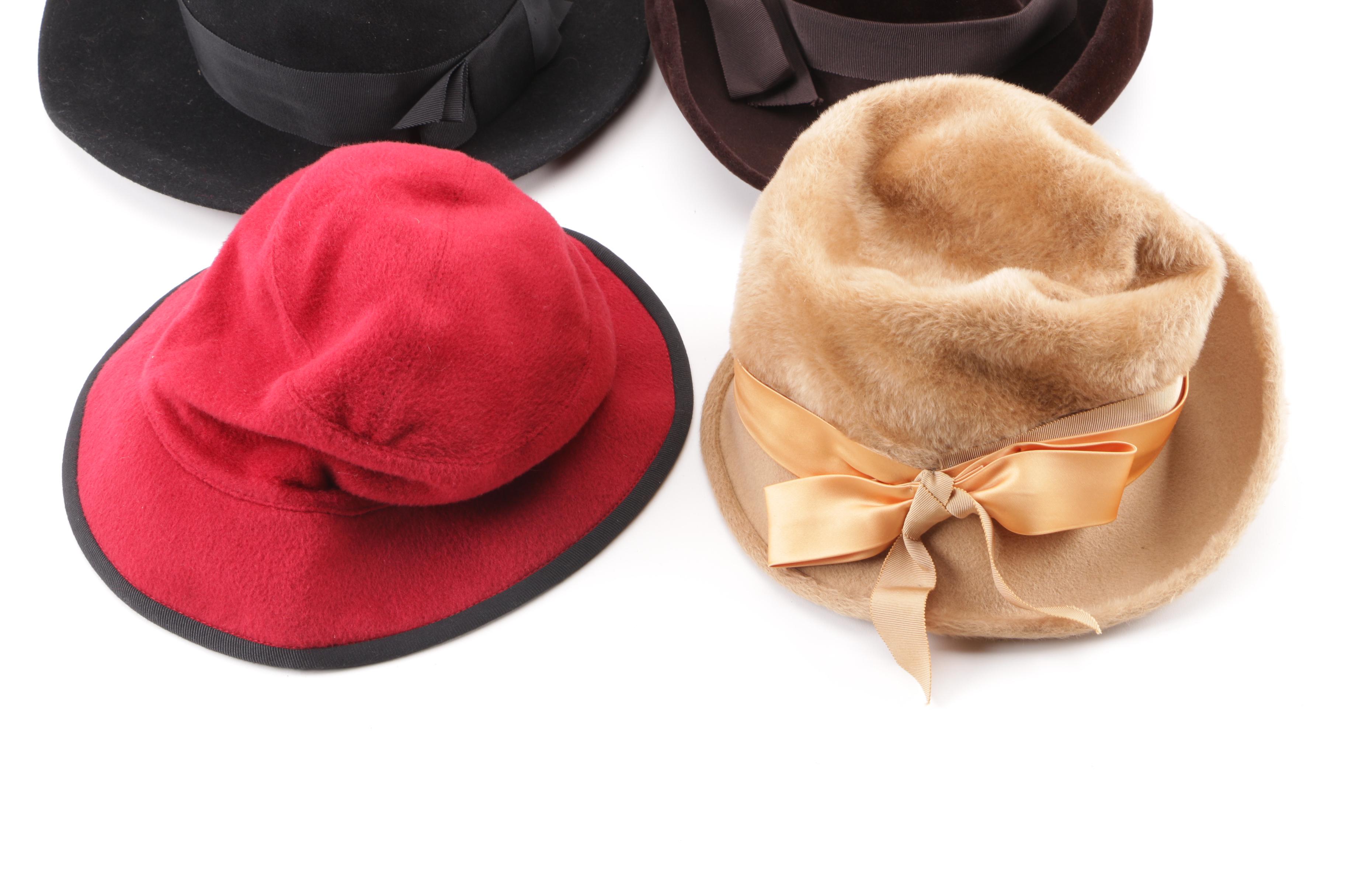 Vintage Hats Including Mr. John, Saks Fifth Avenue, Helen Kaminski, John Andrew