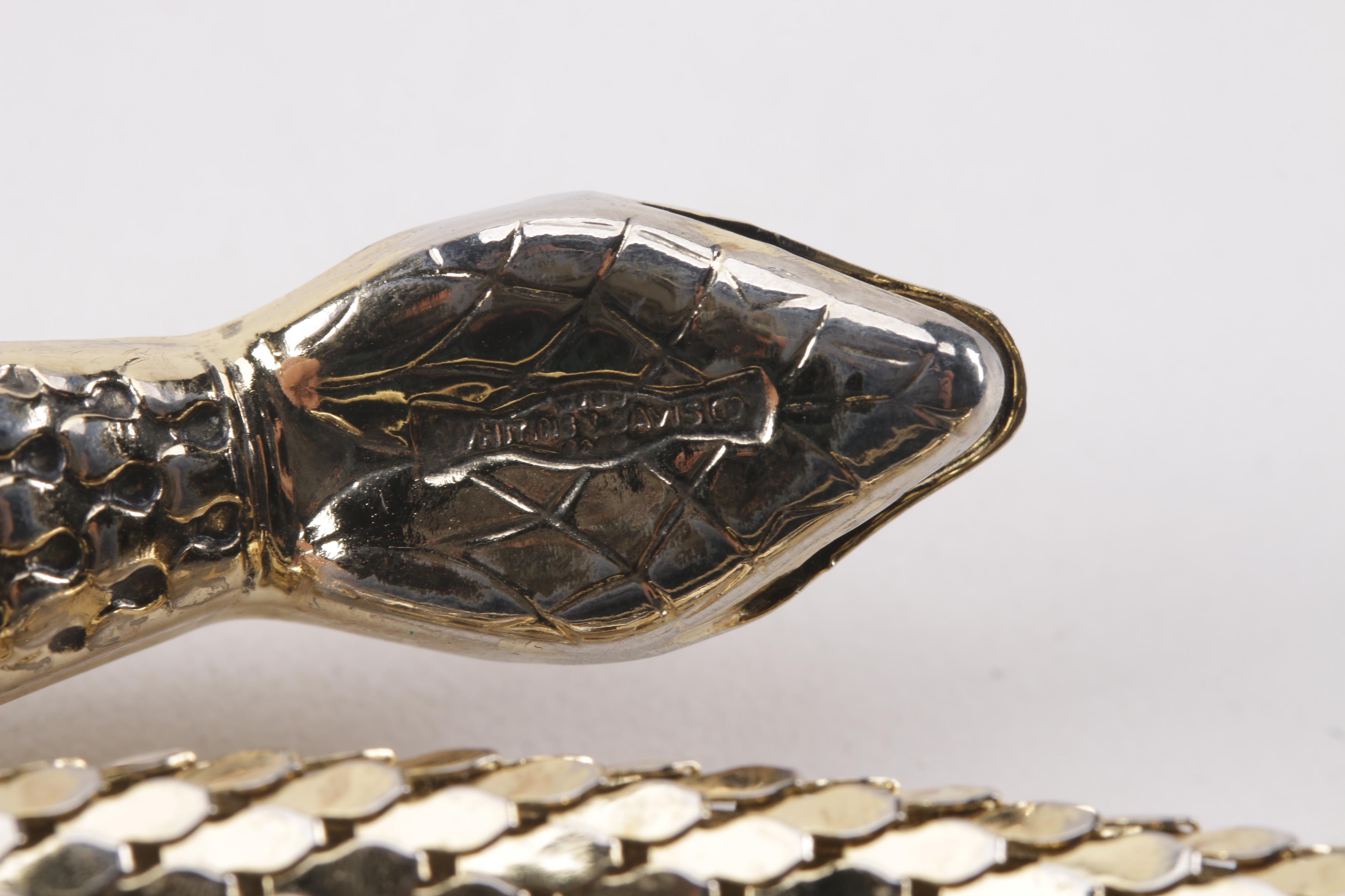 Vintage Whiting and Davis Gold Tone Mesh Snake Belt and Unmarked Beaded Pouch