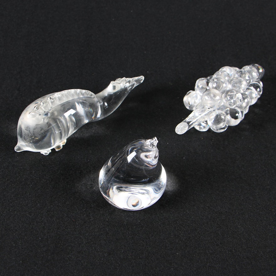 Crystal Figurines and Paperweight including Steuben "Dolphin Swimming"
