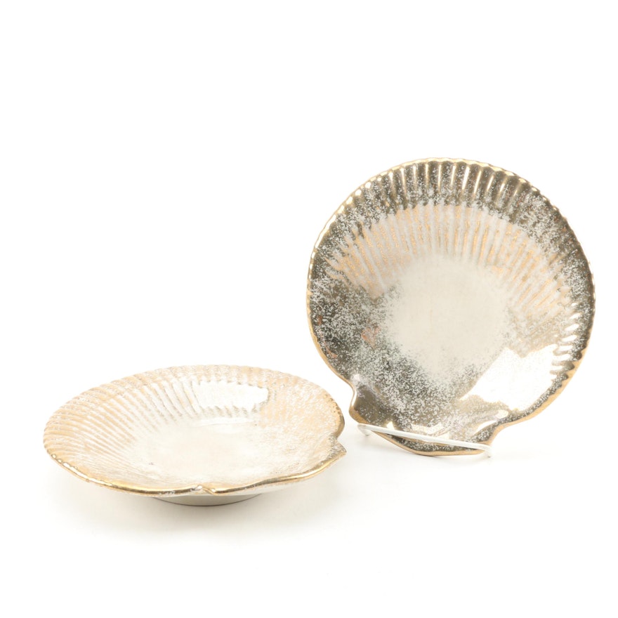 Ceramic Gilded Shell Form Dishes