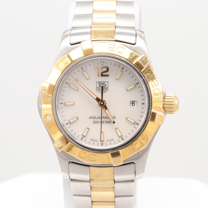 TAG Heuer Aquaracer Two-Tone Wristwatch With Mother of Pearl Dial