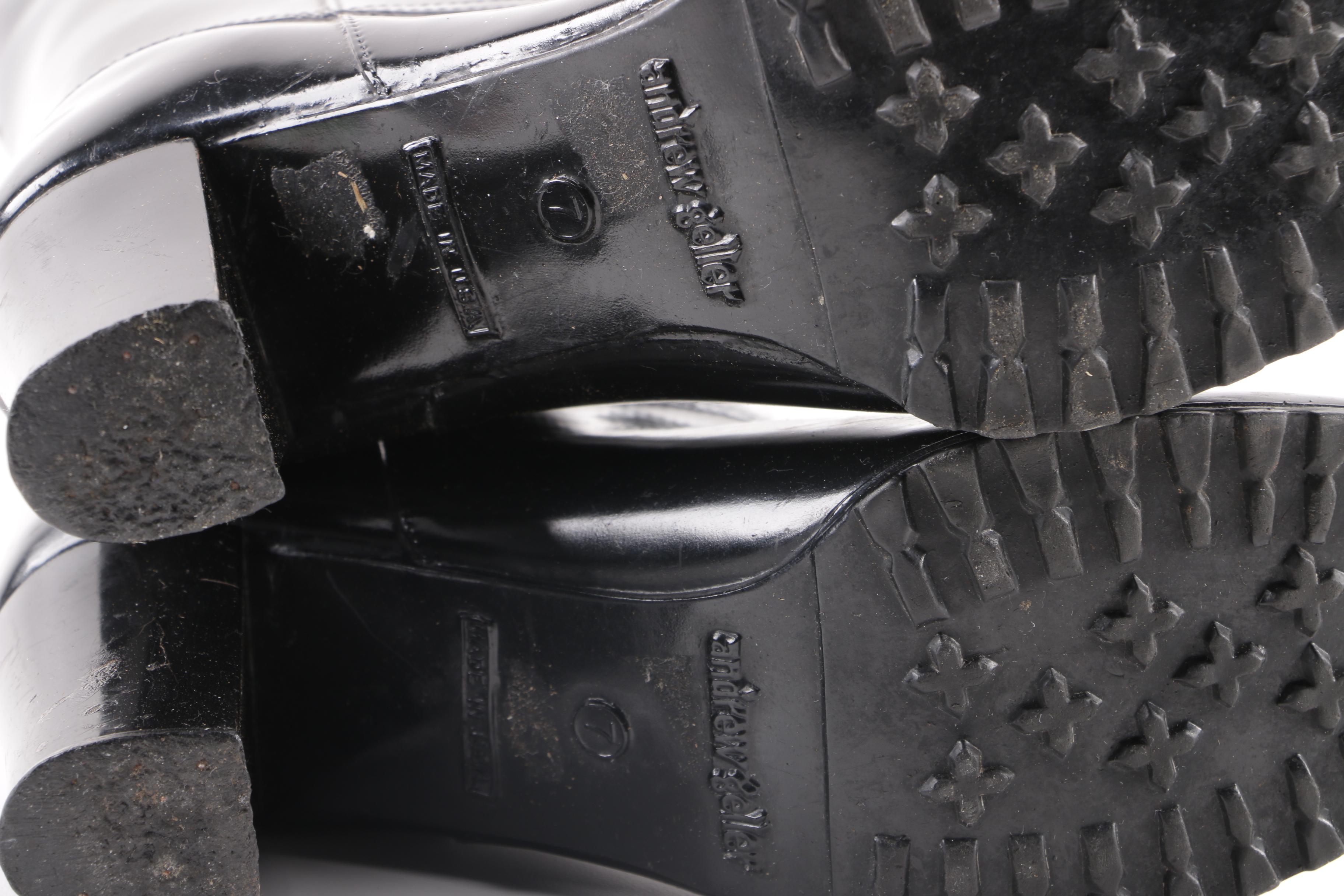 Women's Andrew Geller Black Rubber High-Heeled Tall Rain Boots