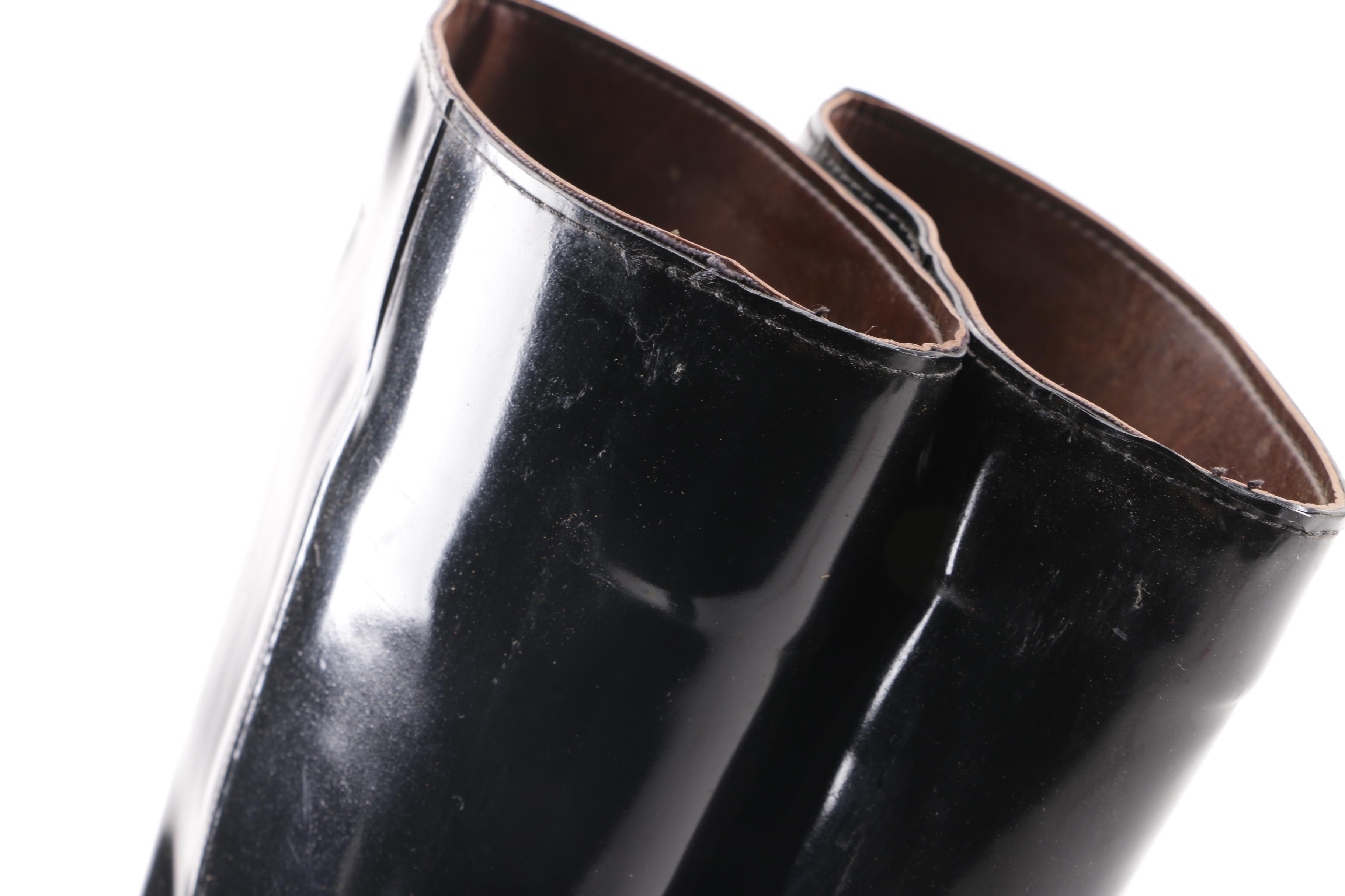 Women's Andrew Geller Black Rubber High-Heeled Tall Rain Boots