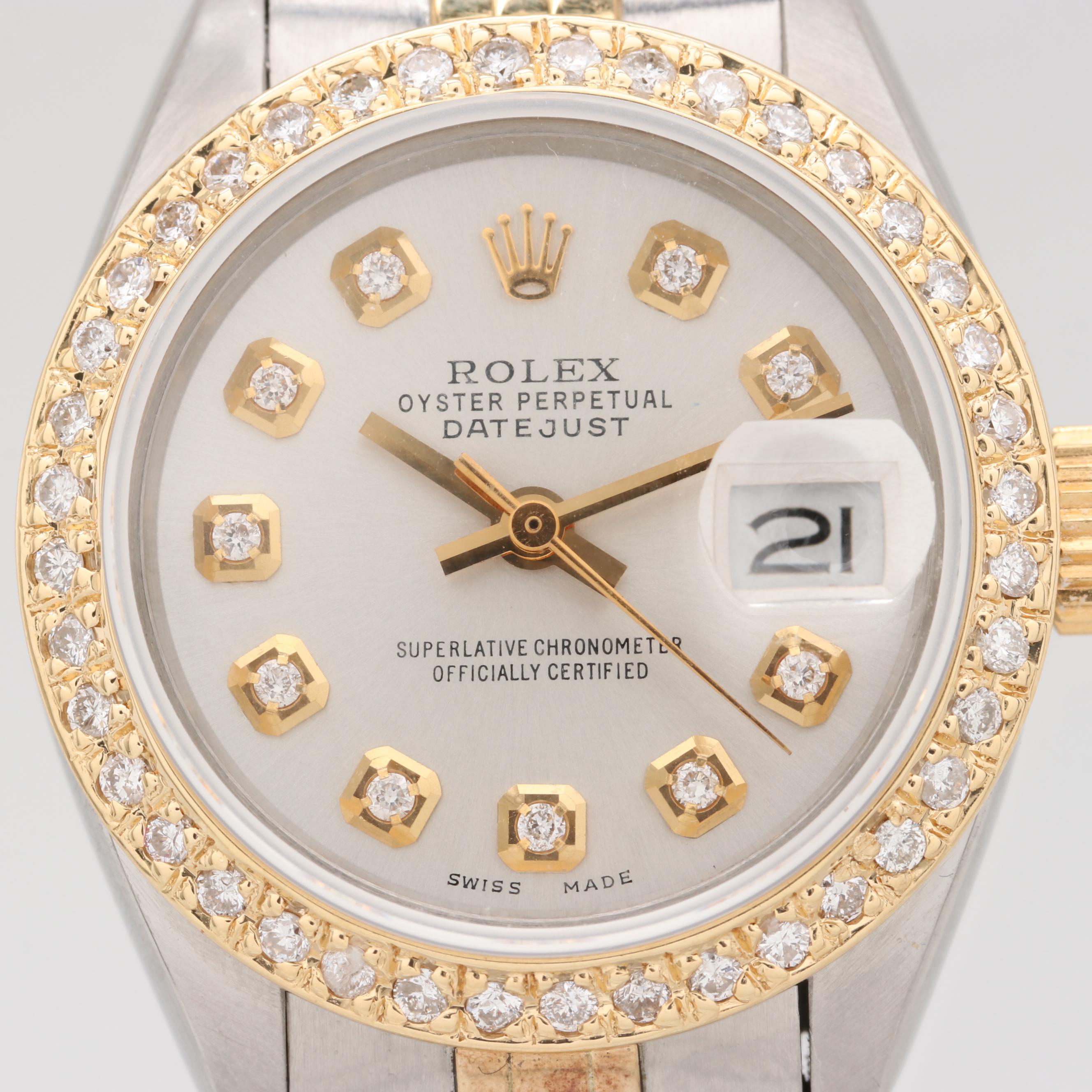 Rolex Datejust 18K Yellow Gold and Stainless Steel Diamond Watch, 1981