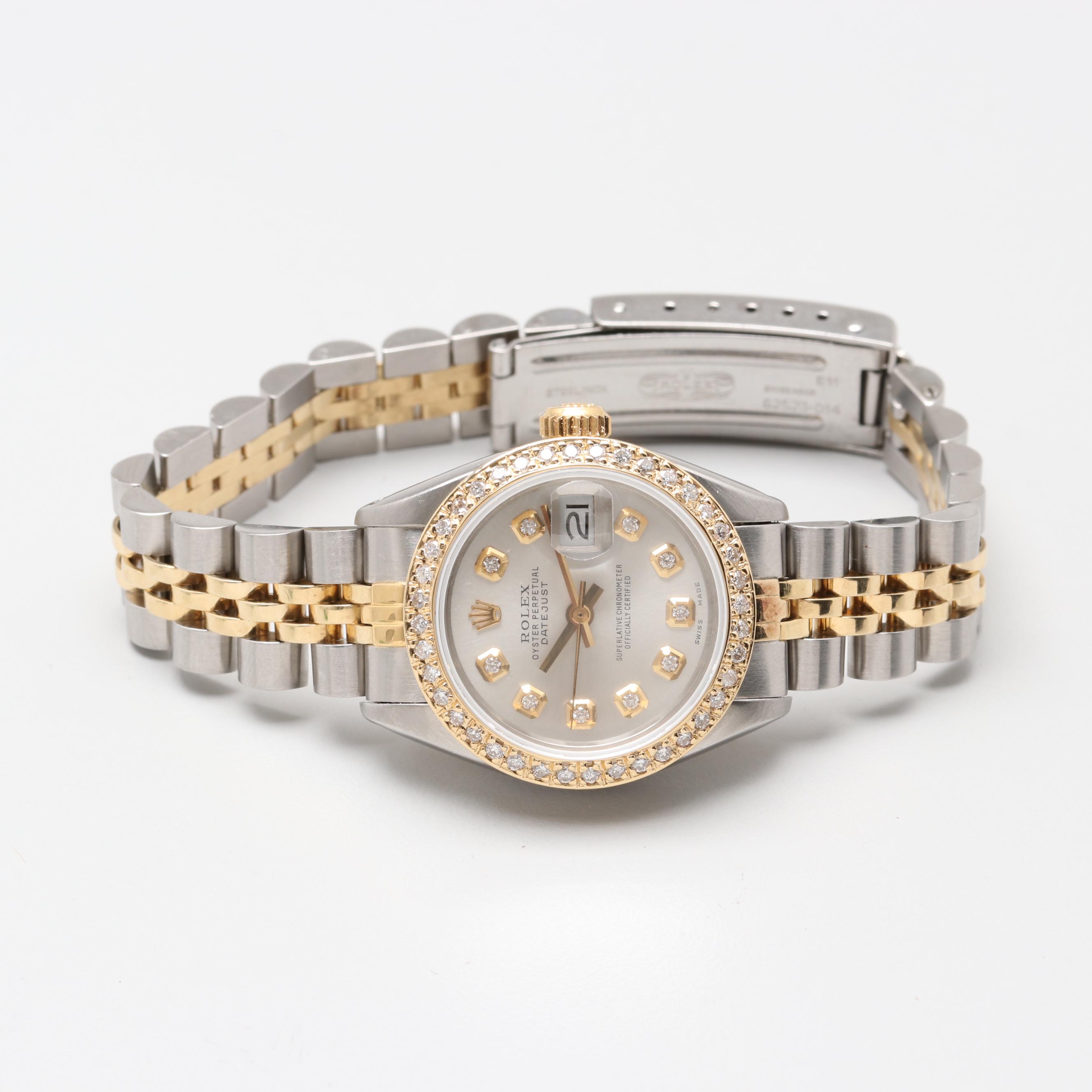 Rolex Datejust 18K Yellow Gold and Stainless Steel Diamond Watch, 1981