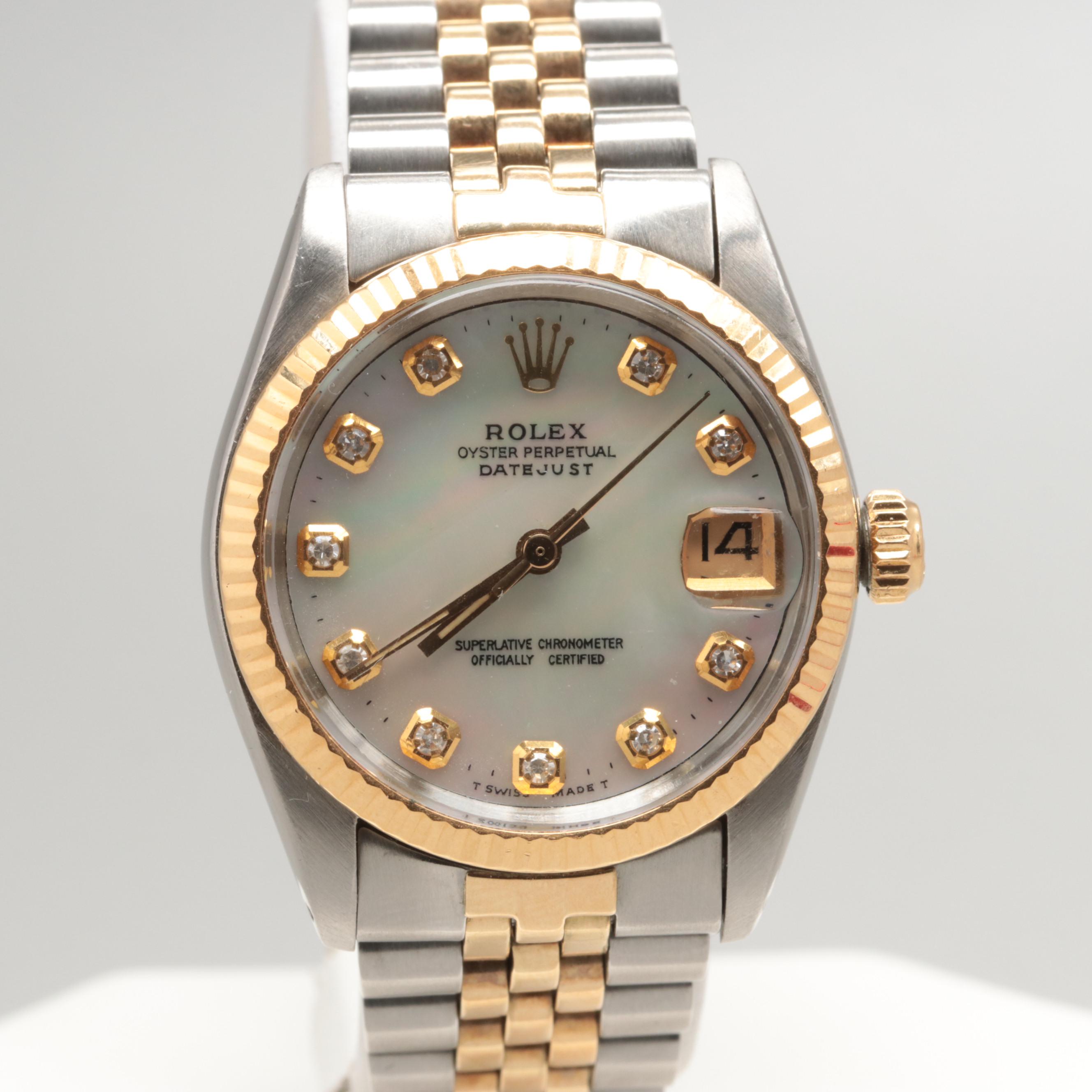 Rolex Datejust MidSize 18K Yellow Gold and Steel Diamond Automatic Watch