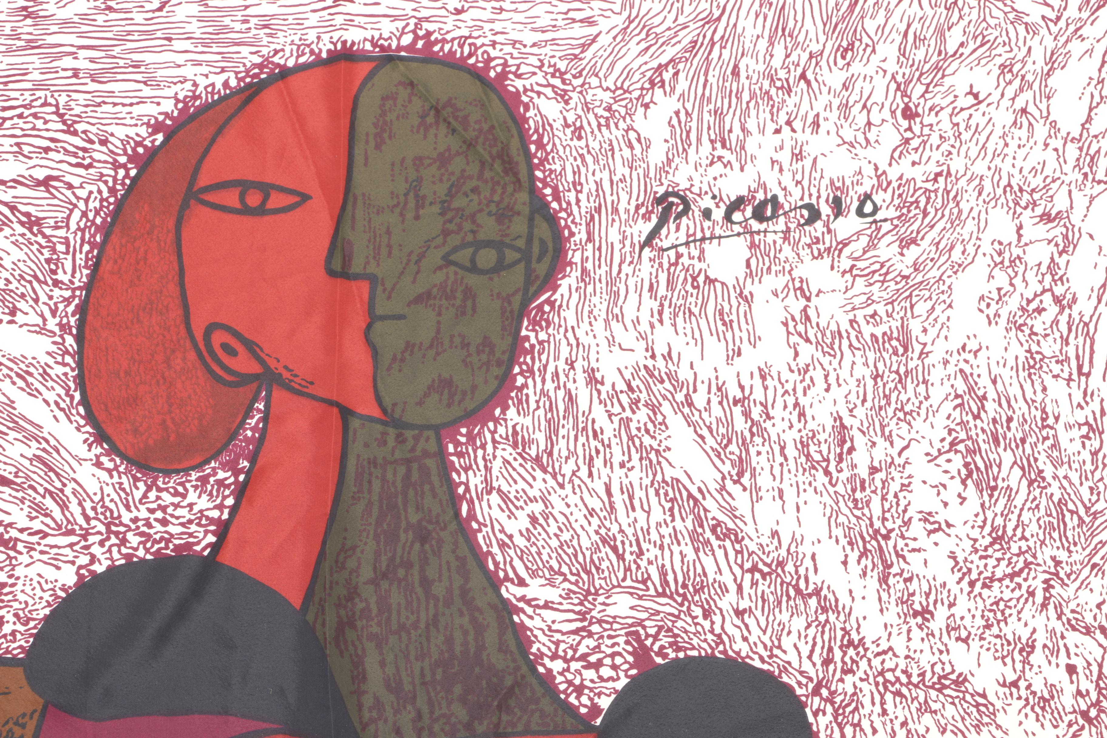 1980s Vintage Picasso "Woman Seated on a Chair" Silk Scarf