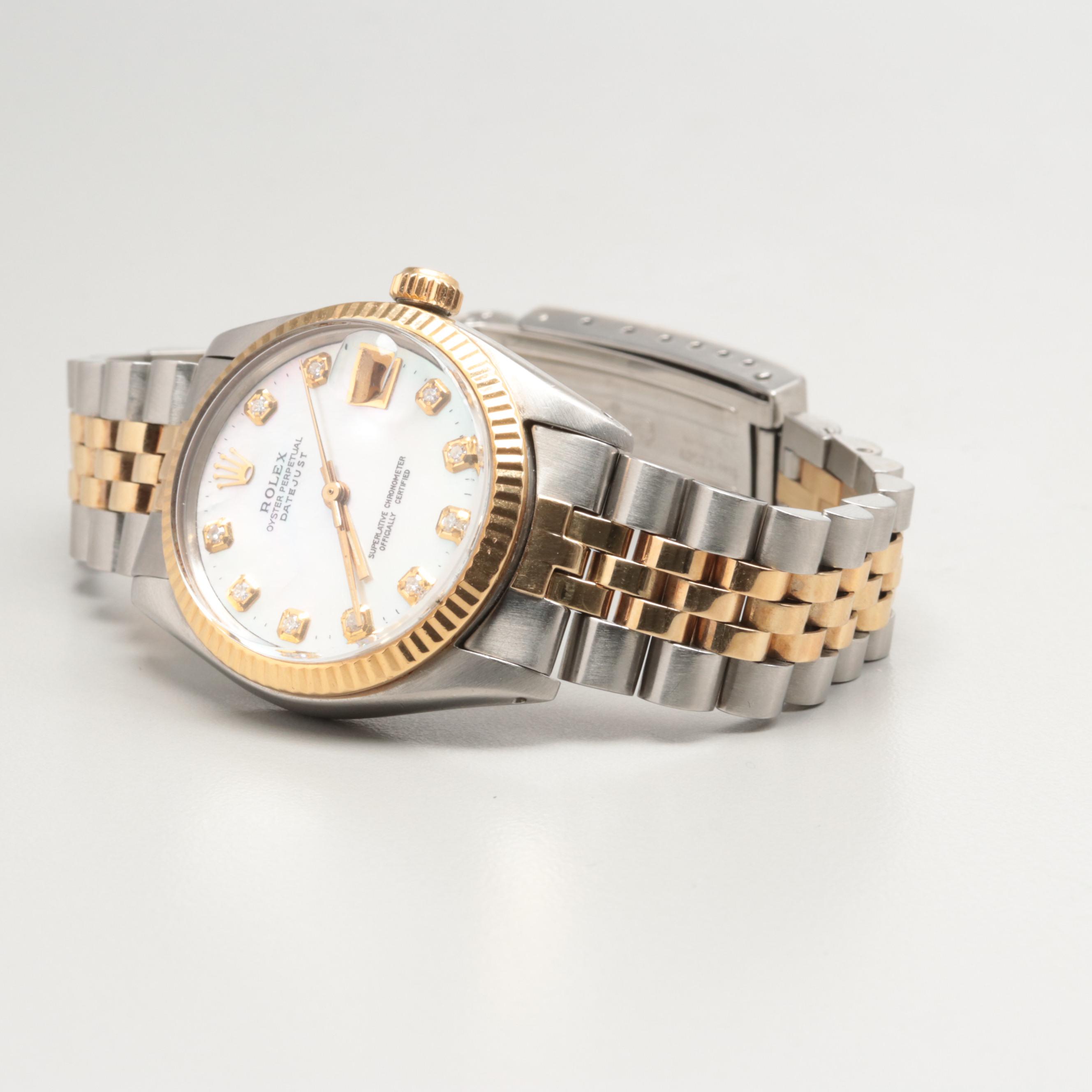 Rolex Datejust MidSize 18K Yellow Gold and Steel Diamond Automatic Watch