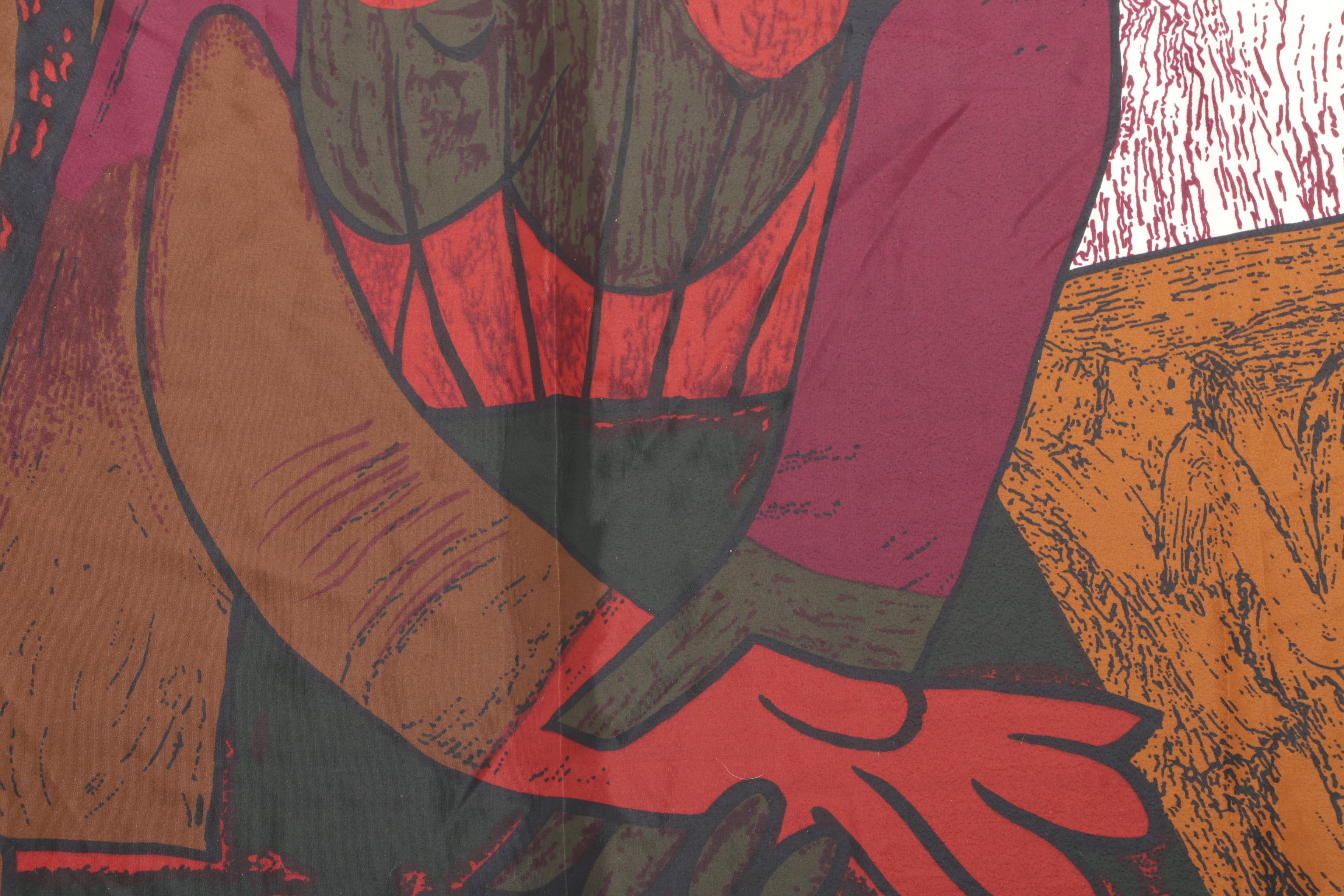 1980s Vintage Picasso "Woman Seated on a Chair" Silk Scarf