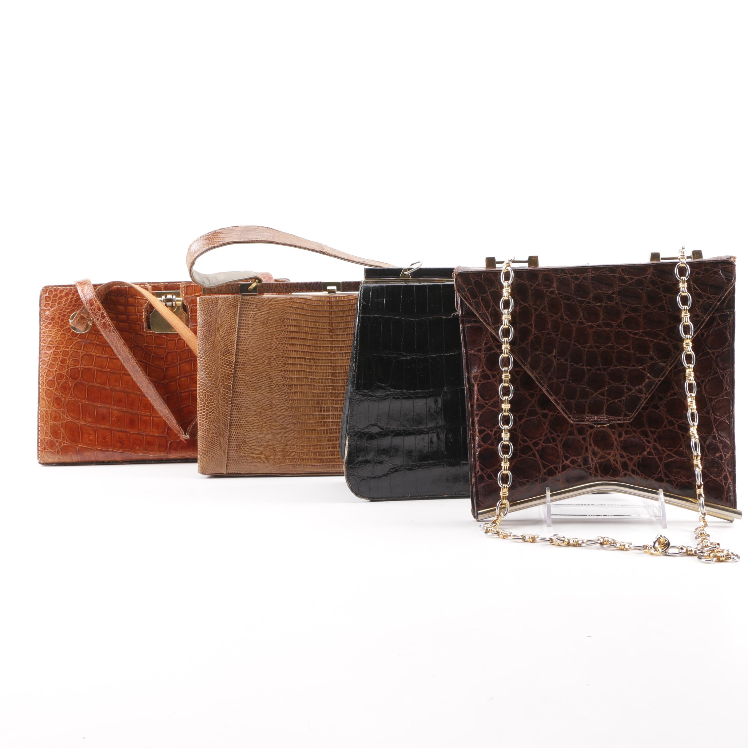 1940s-50s Vintage Lizard, Crocodile and Alligator Skin Handbags