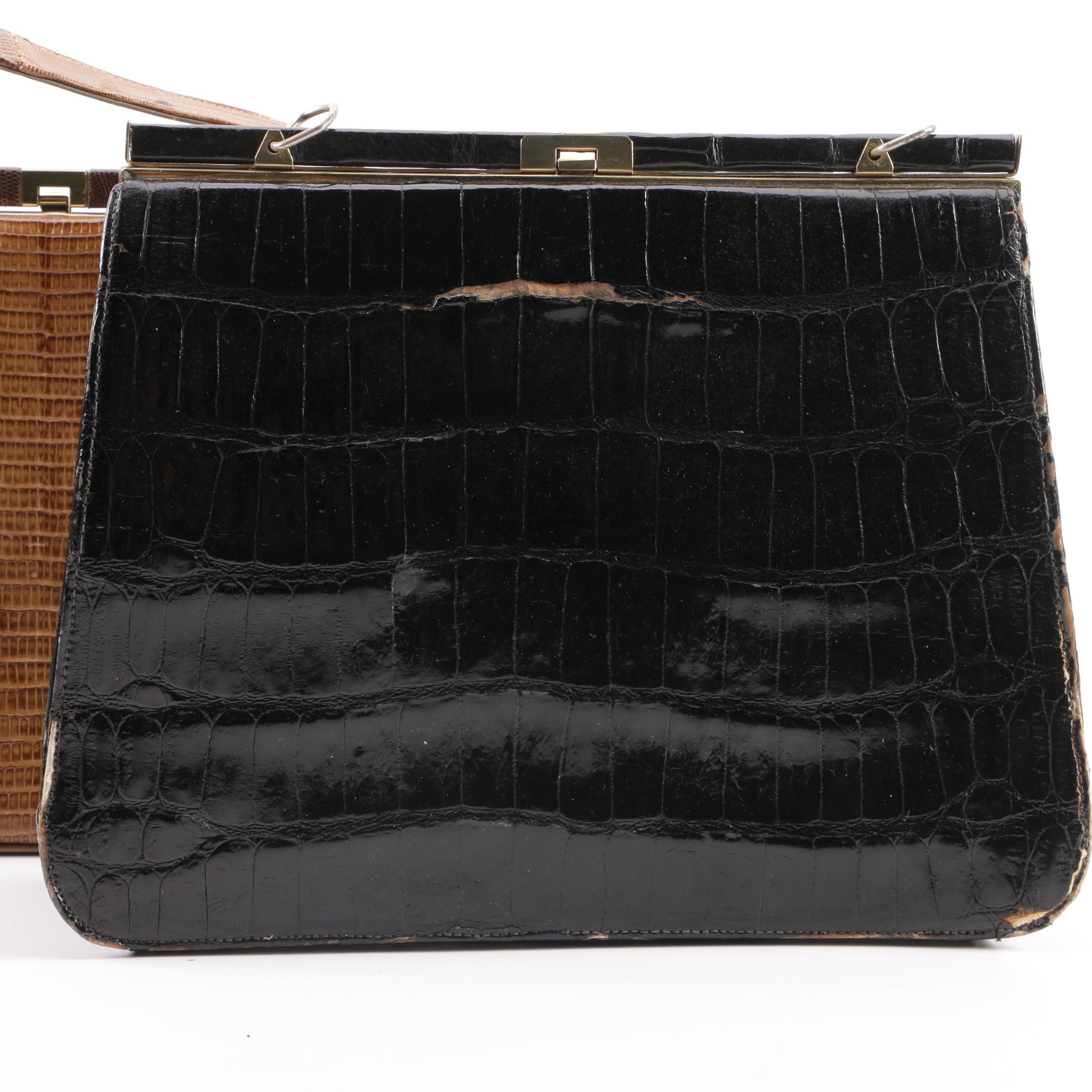 1940s-50s Vintage Lizard, Crocodile and Alligator Skin Handbags