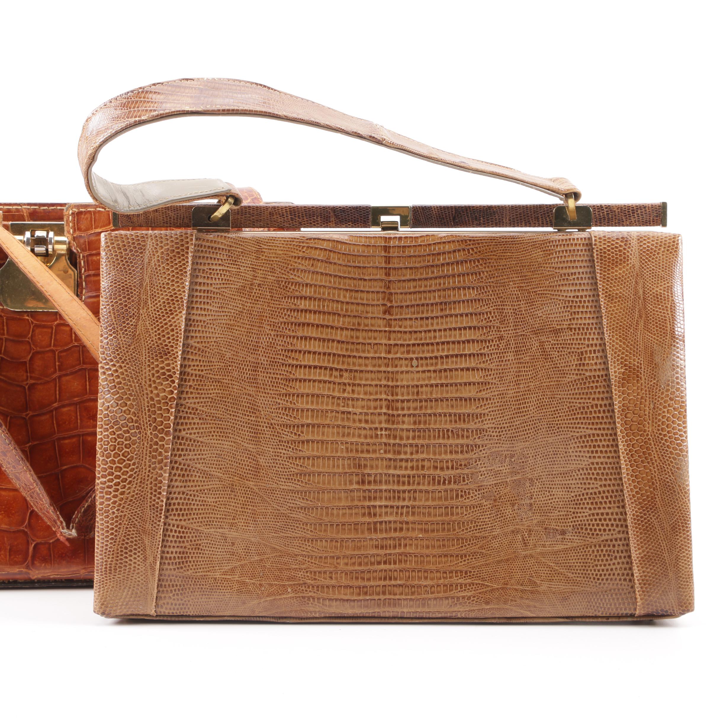 1940s-50s Vintage Lizard, Crocodile and Alligator Skin Handbags