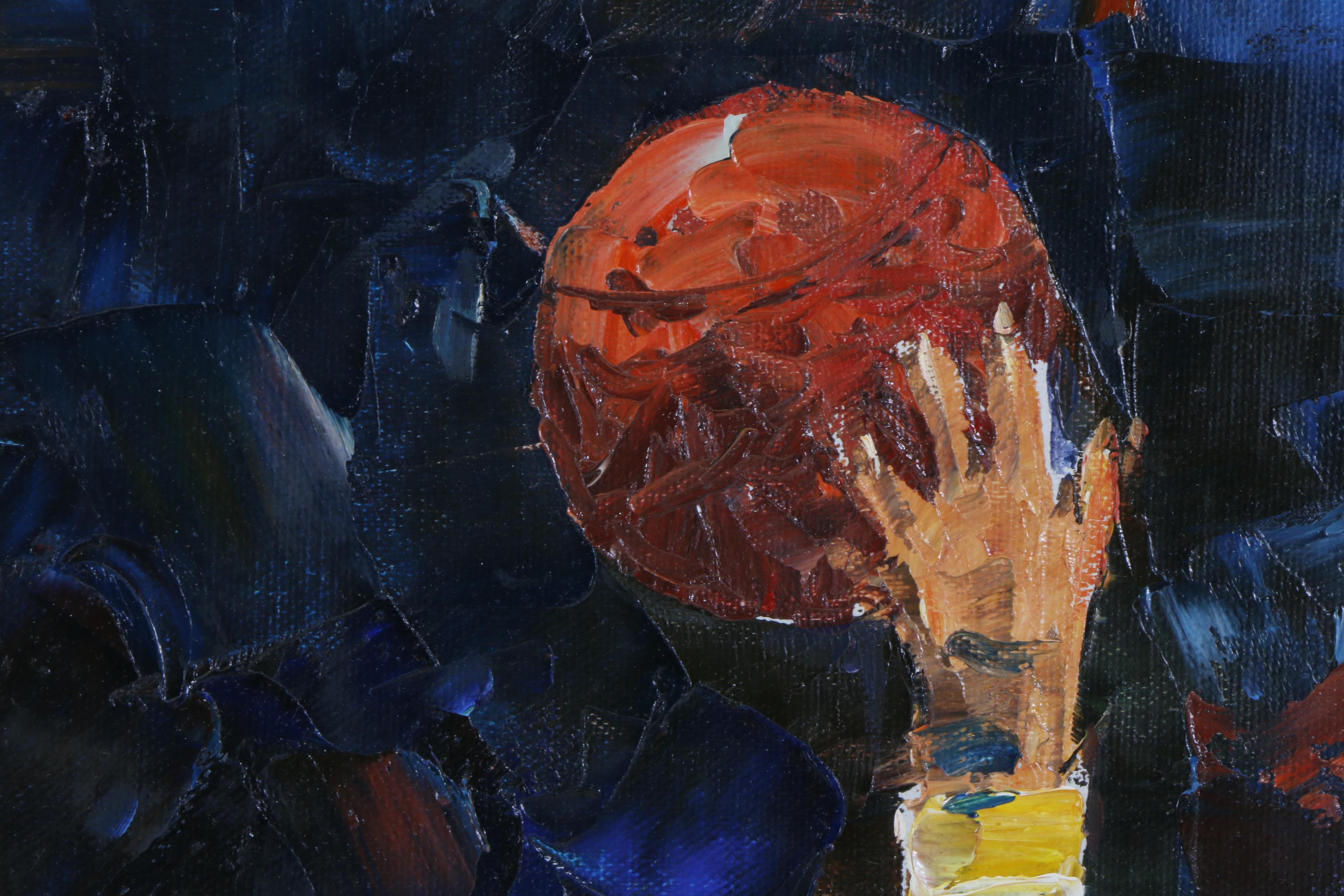 Framed Binwilliams Oil Painting of a Basketball Game, Late 20th Century