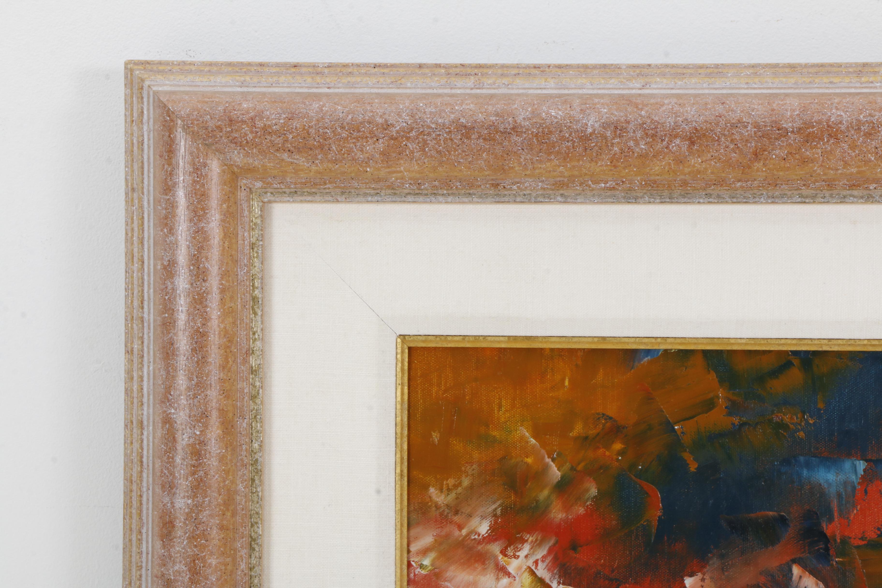 Framed Binwilliams Oil Painting of a Basketball Game, Late 20th Century