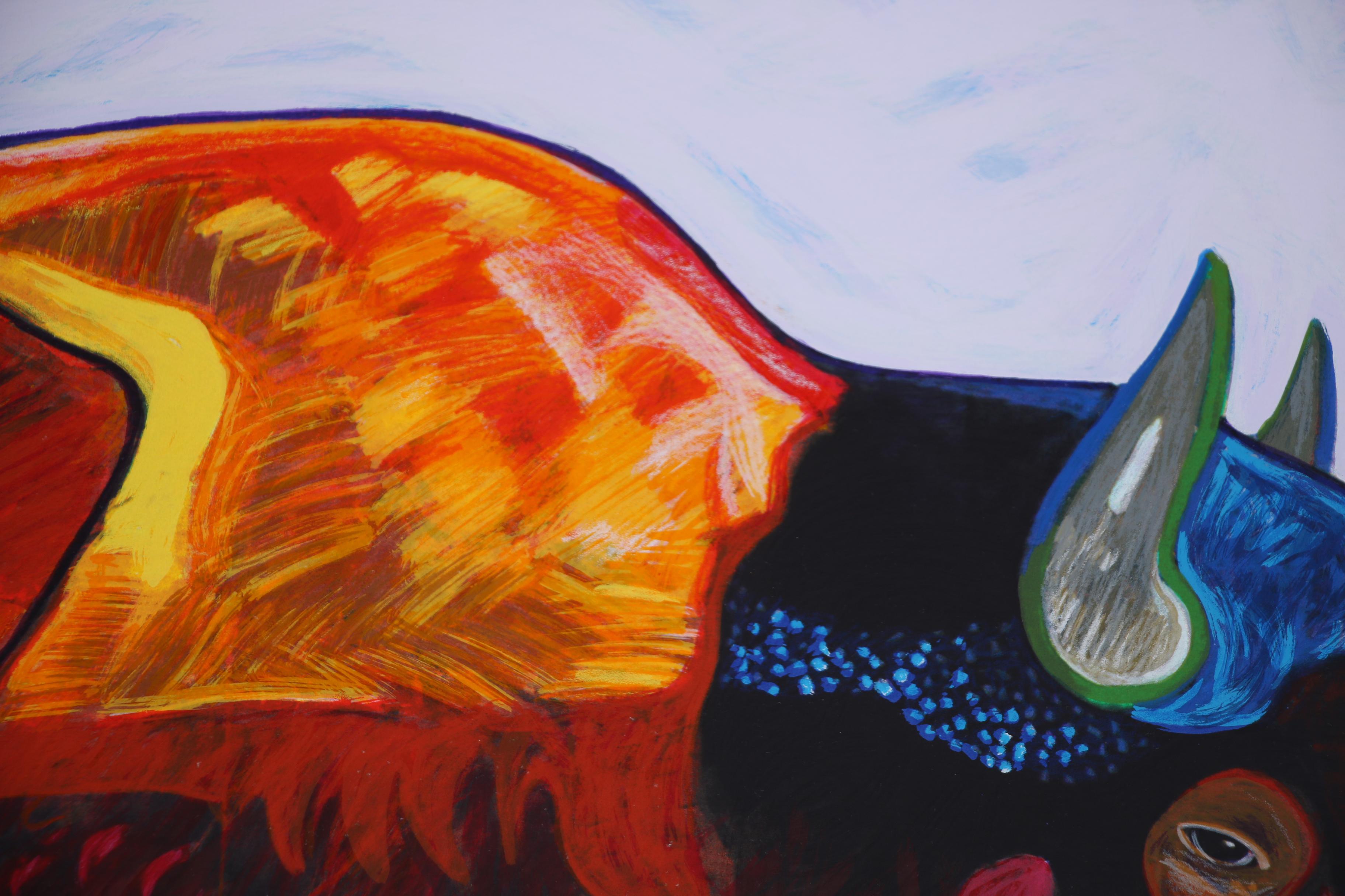 John Nieto Serigraph "Buffalo at Sunset"