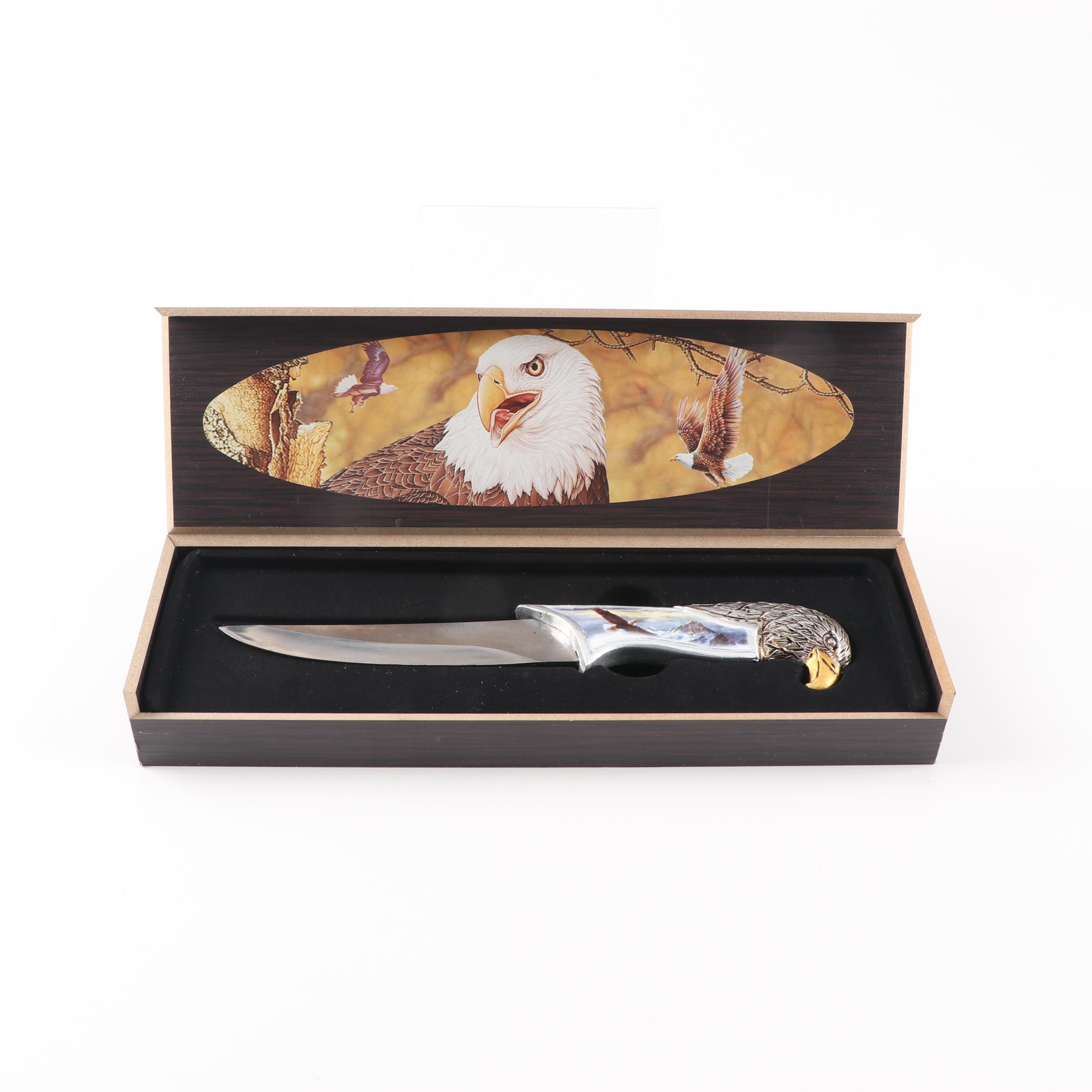 Decorative Knife Collection with Native American, Bald Eagle and Wolf Motifs