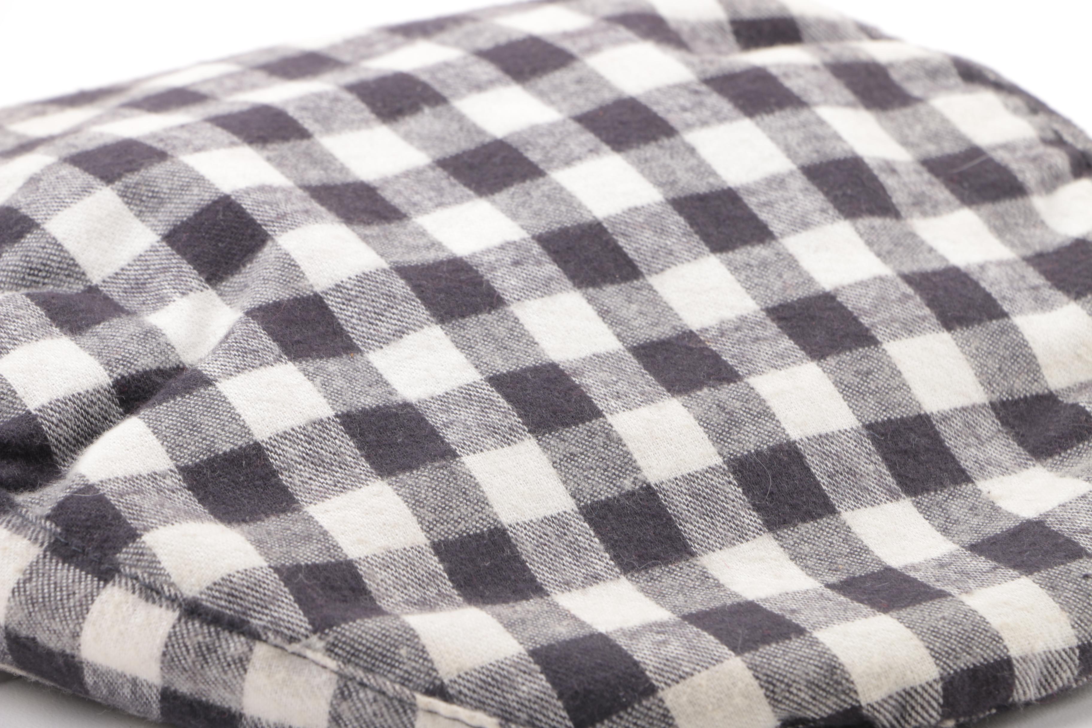 1980s Vintage Norma Kamali for Stetson Black Buffalo Plaid Flat Cap